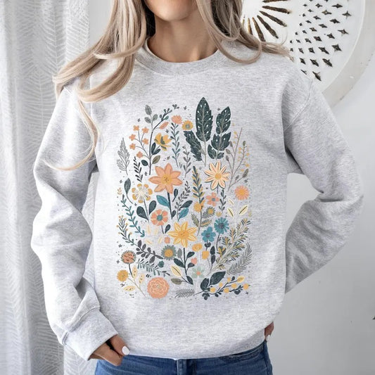 Whimsical Garden Floral Design Sweatshirt T-Shirts, Hoodie | WearSparks.com