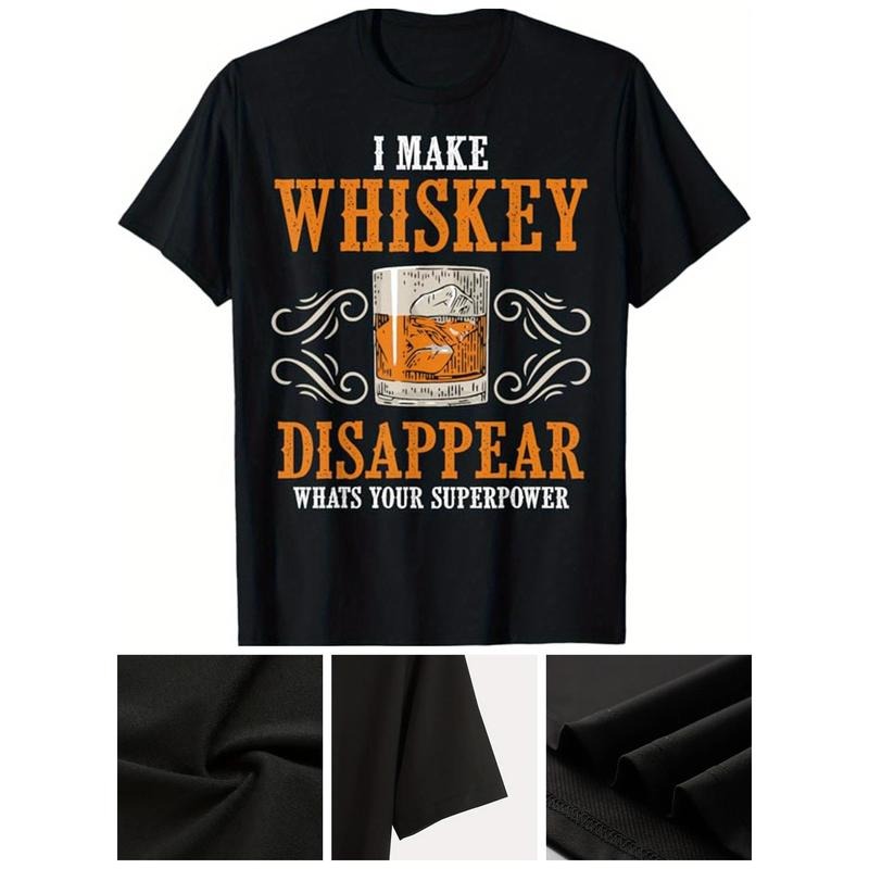 Whiskey Drinking Printed Men's Cotton Graphic T-shirt, Casual Short Sleeve Crew Neck T-shirt, Men's Tee For Outdoor made...