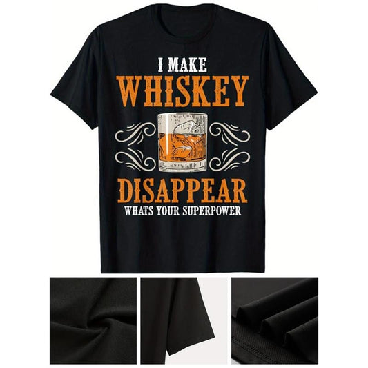 Whiskey Drinking Printed Men's Cotton Graphic T-shirt, Casual Short Sleeve Crew Neck T-shirt, Men's Tee For Outdoor made...