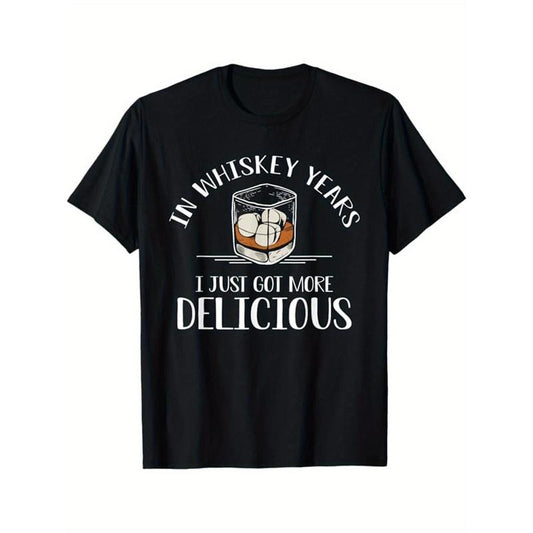 Whiskey Drinking Printed Men's Cotton Graphic T-shirt, Casual Short Sleeve Crew Neck T-shirt, Men's Tee For Outdoor made...