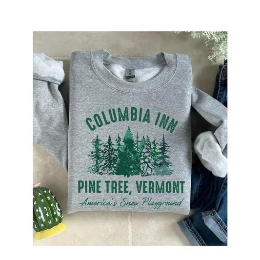 White Christmas Pine Tree Vermont Shirt, Winter Crewneck Sweatshirt, 90s Christmas Song Sweatshirt, Xmas Sweatshirt Gift...