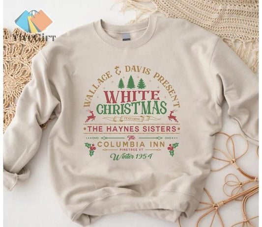 White Christmas Sweatshirt, Columbia Inn Pine Tree Vermont Christmas Sweatshirt, Christmas Movie Sweatshirt Cotton...