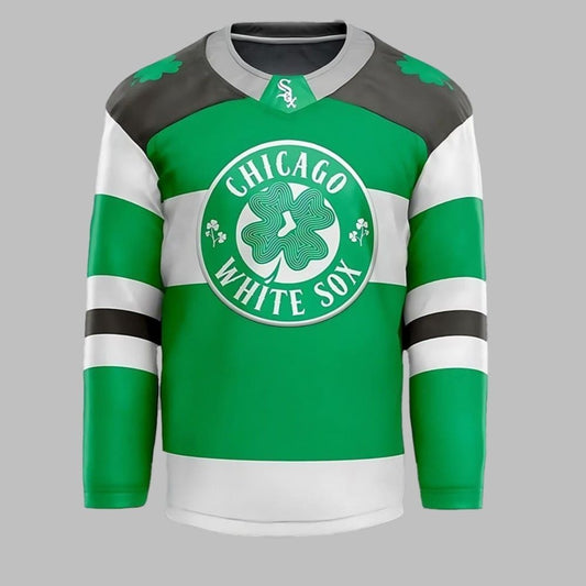 White Sox St. Paddy's Hockey Jersey 2025 Giveaway - Grishko.com T-Shirts, Hoodie, Sweatshirt | WearSparks.com (Image 1)