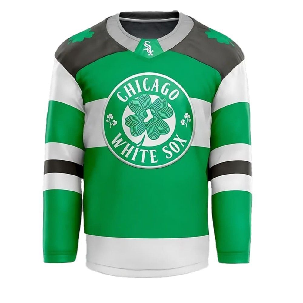 White Sox St. Paddy's Hockey Jersey 2025 Giveaway - Grishko.com T-Shirts, Hoodie, Sweatshirt | WearSparks.com (Image 2)