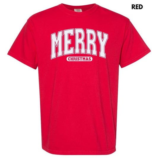 White Varsity Merry Christmas Comfort Colors T-Shirt 'NLB' Hoodie, Sweatshirt | WearSparks.com