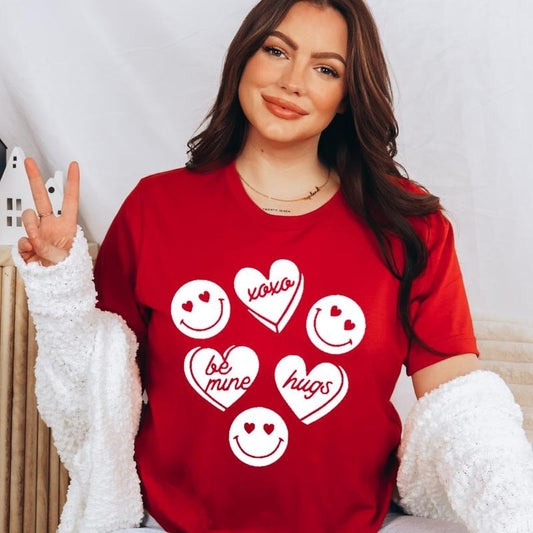 White collage smiley heart tee Be Mine Valentines T-Shirt Hearts Valentines Shirt Valentines Day Tshirt Soft Comfy Tee...