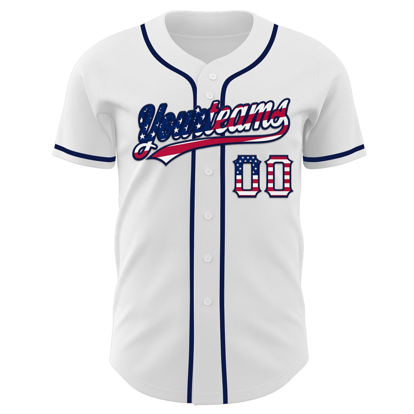 Custom White USA Flag-Navy Authentic Baseball Jersey