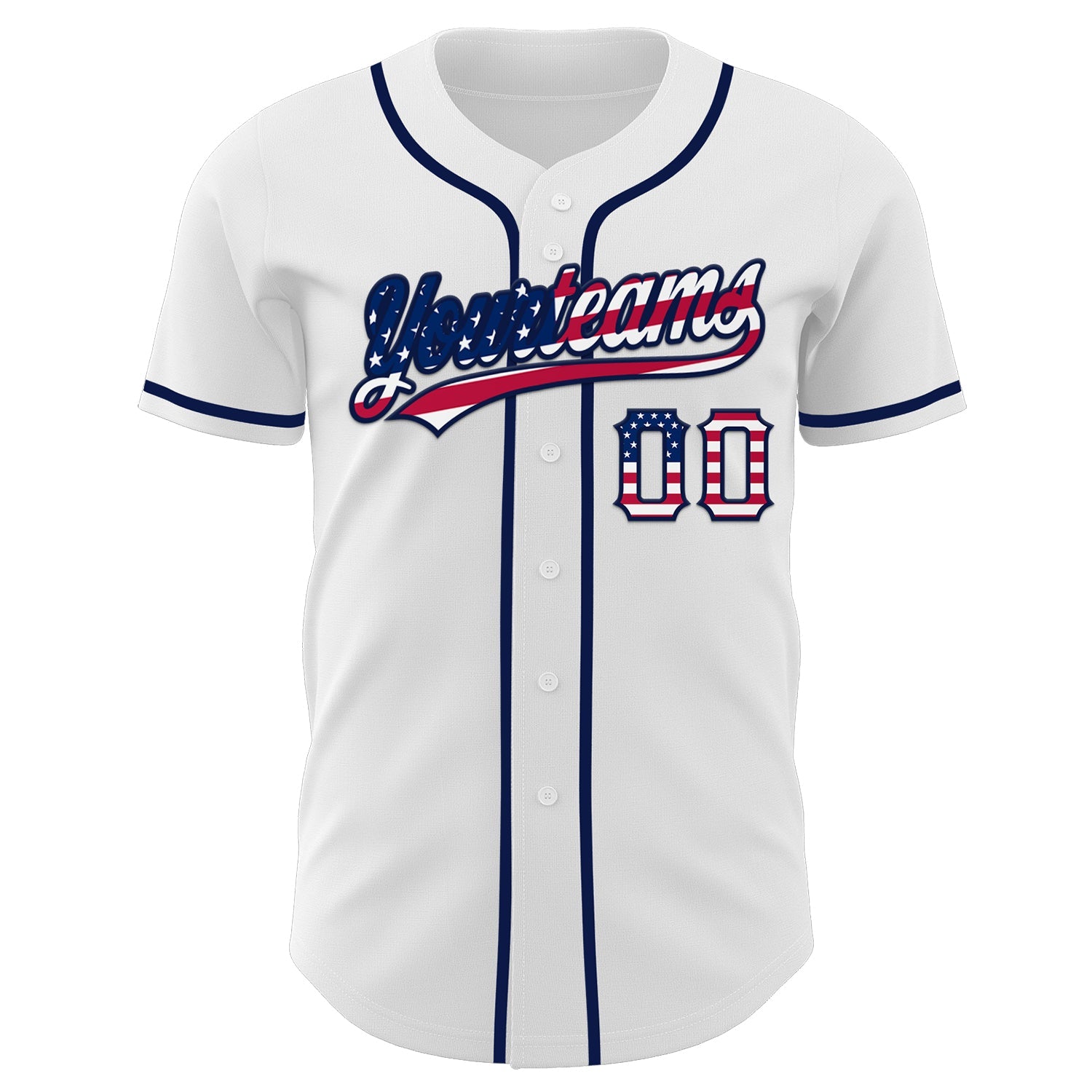 Custom White USA Flag-Navy Authentic Baseball Jersey