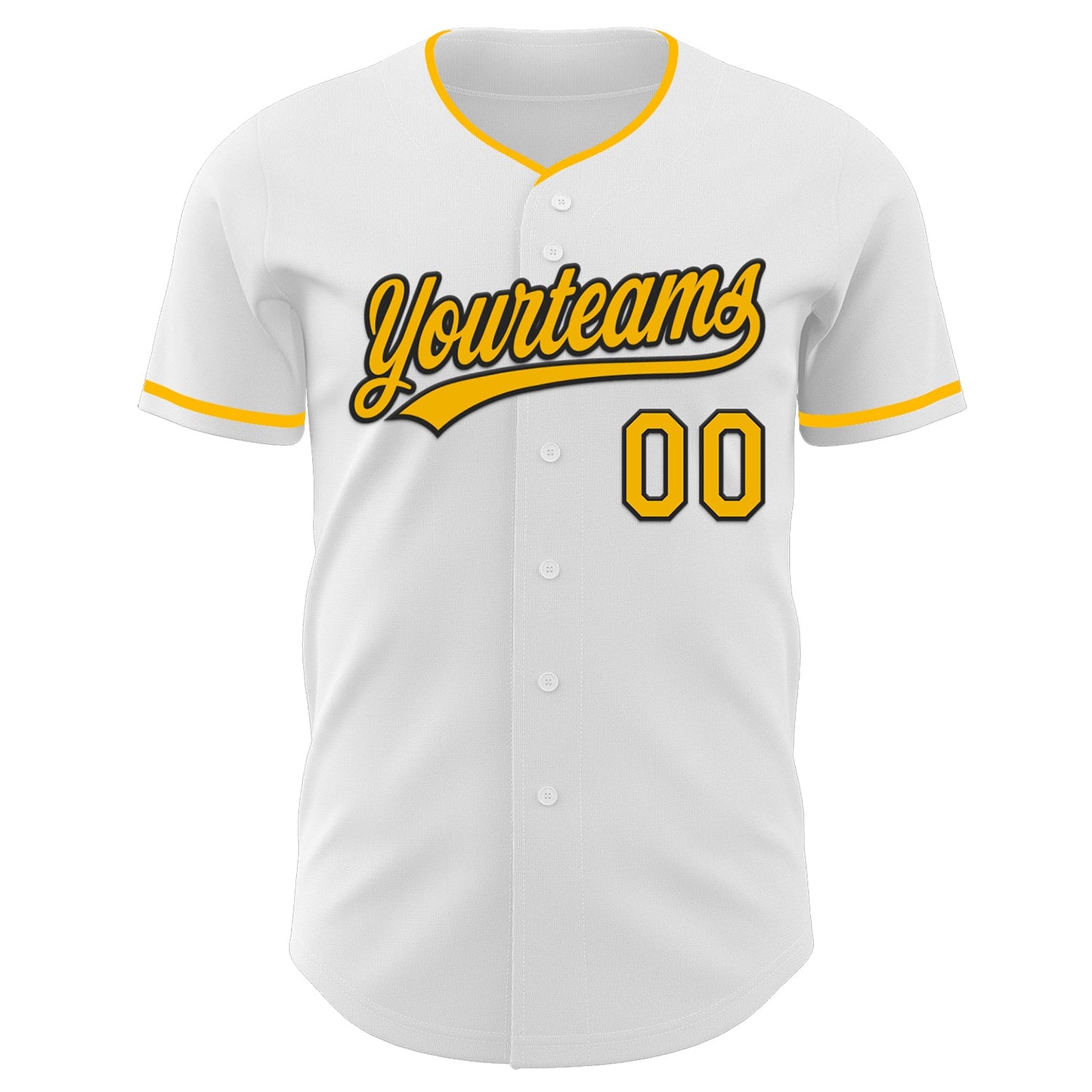 Custom White Gold-Black Authentic Baseball Jersey