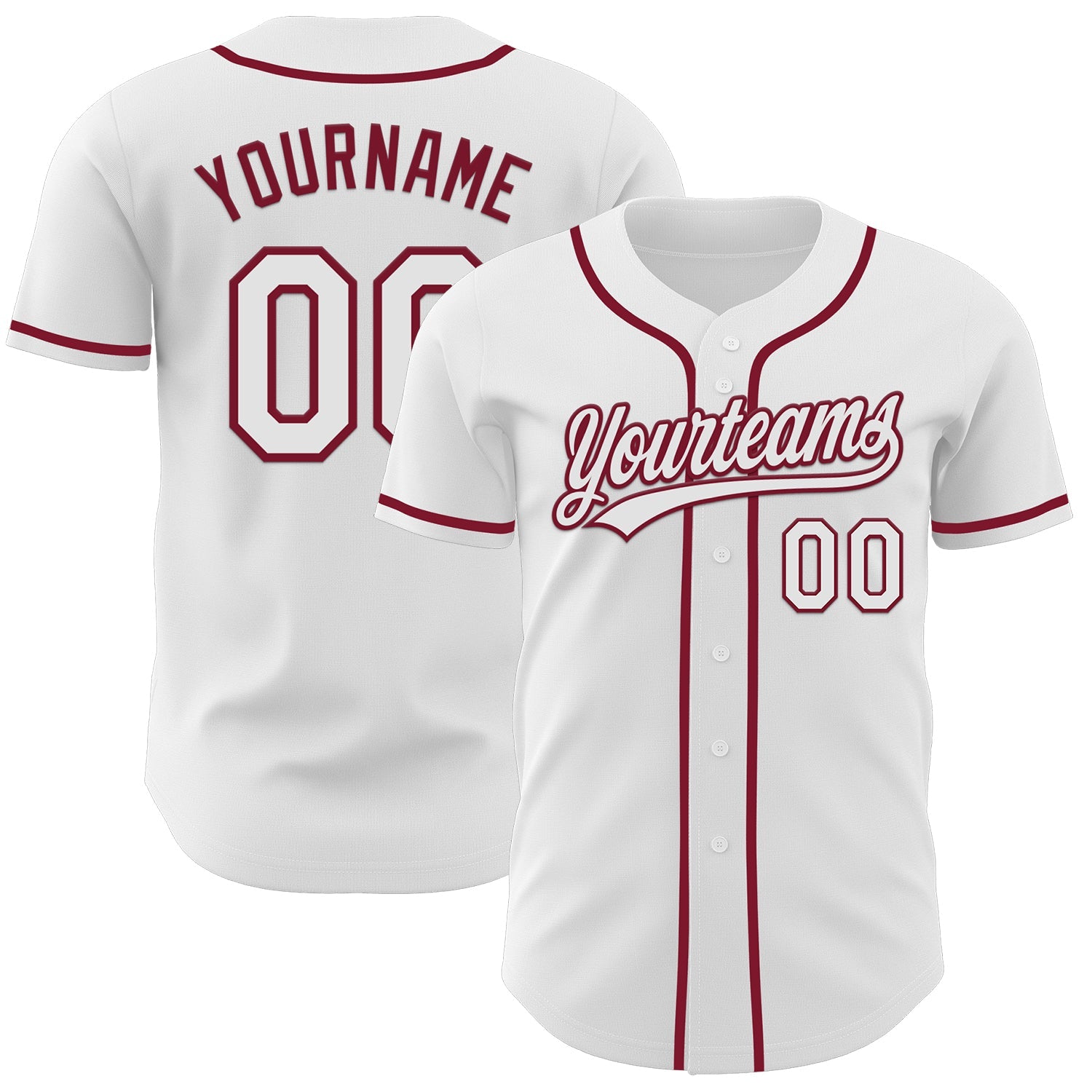 Custom White Crimson Authentic Baseball Jersey