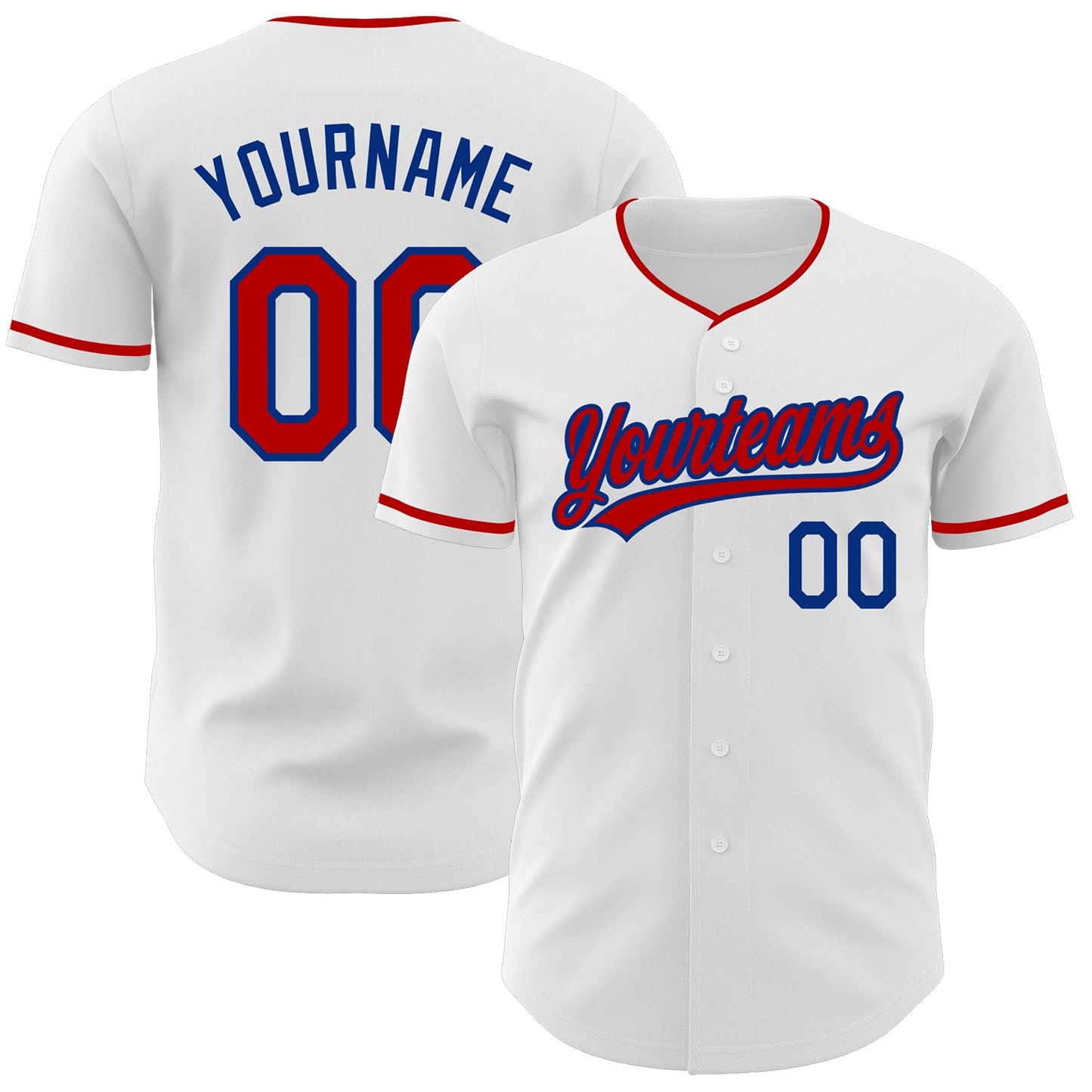 Custom White Red-Royal Authentic Baseball Jersey