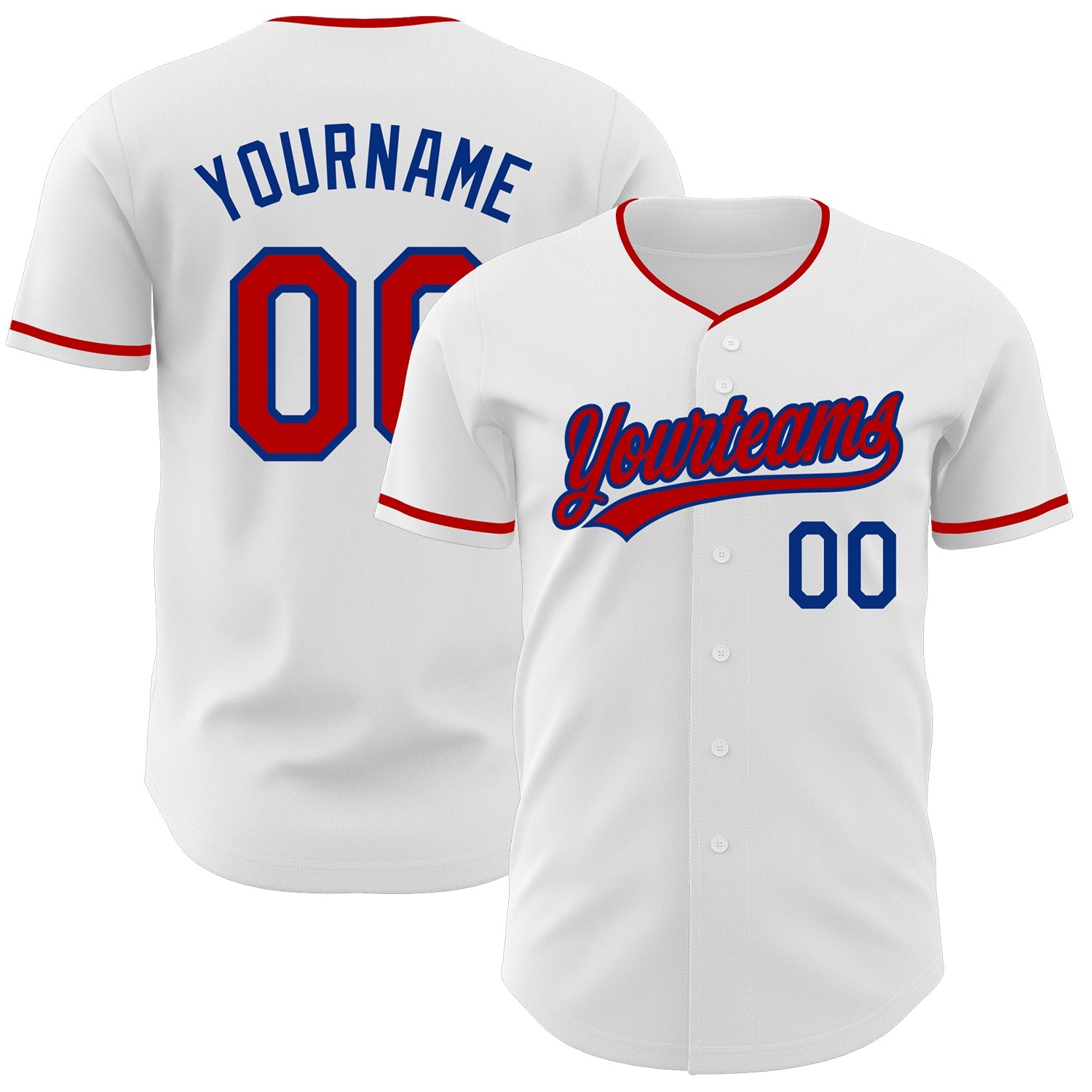 Custom White Red-Royal Authentic Baseball Jersey