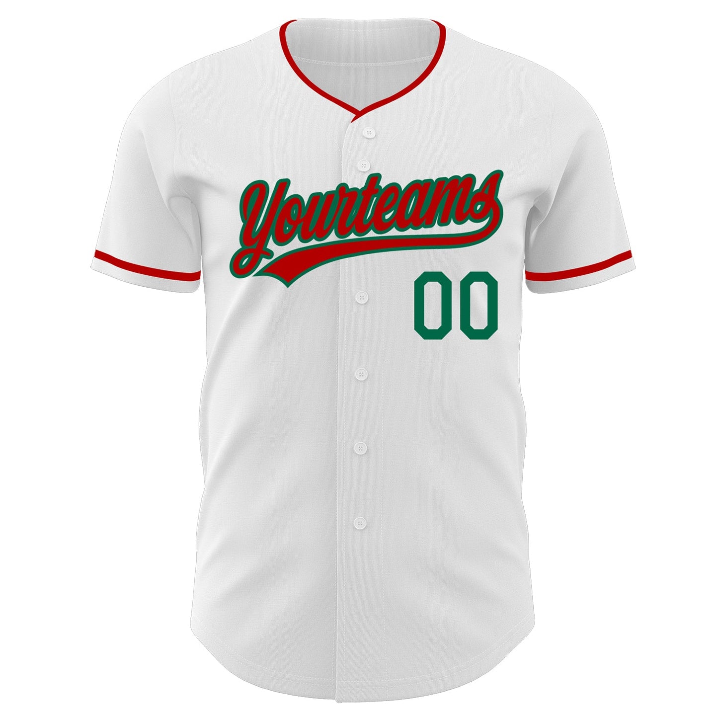 Custom White Red-Kelly Green Authentic Baseball Jersey