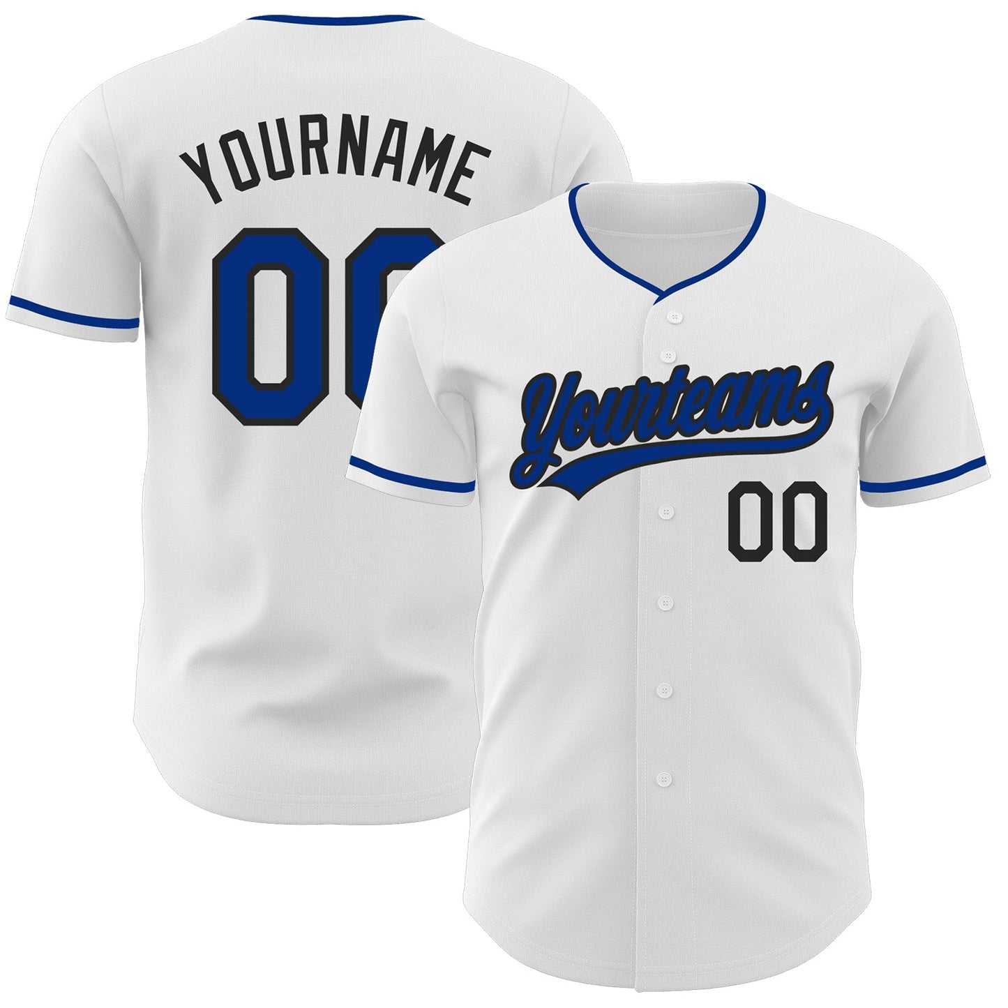 Custom White Royal-Black Authentic Baseball Jersey