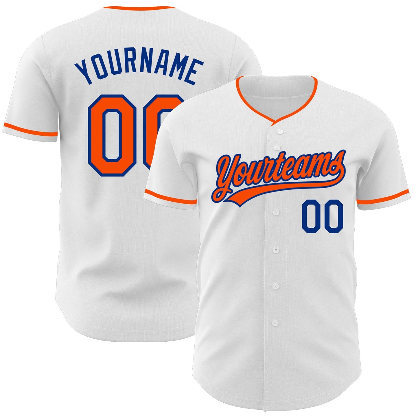 Custom White Orange-Royal Authentic Baseball Jersey