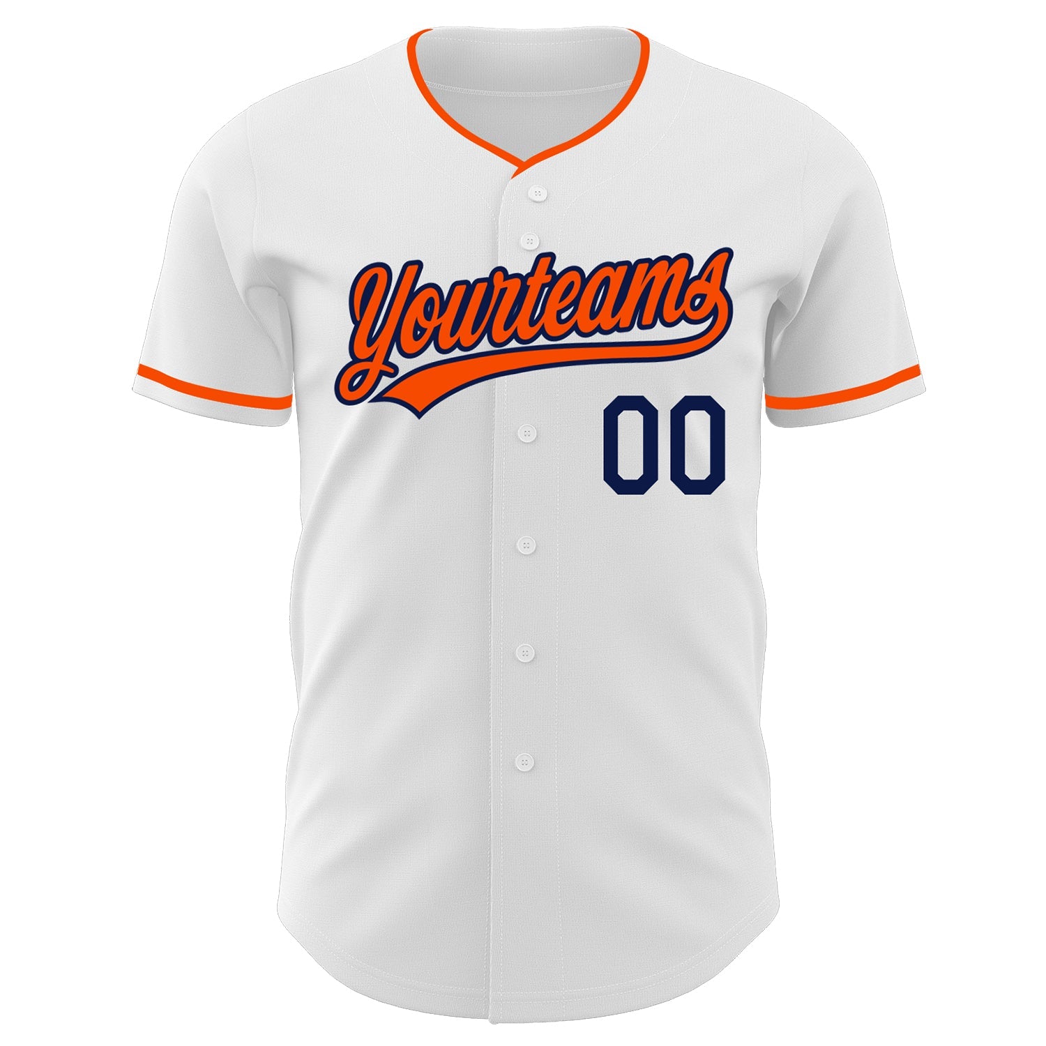 Custom White Orange-Navy Authentic Baseball Jersey