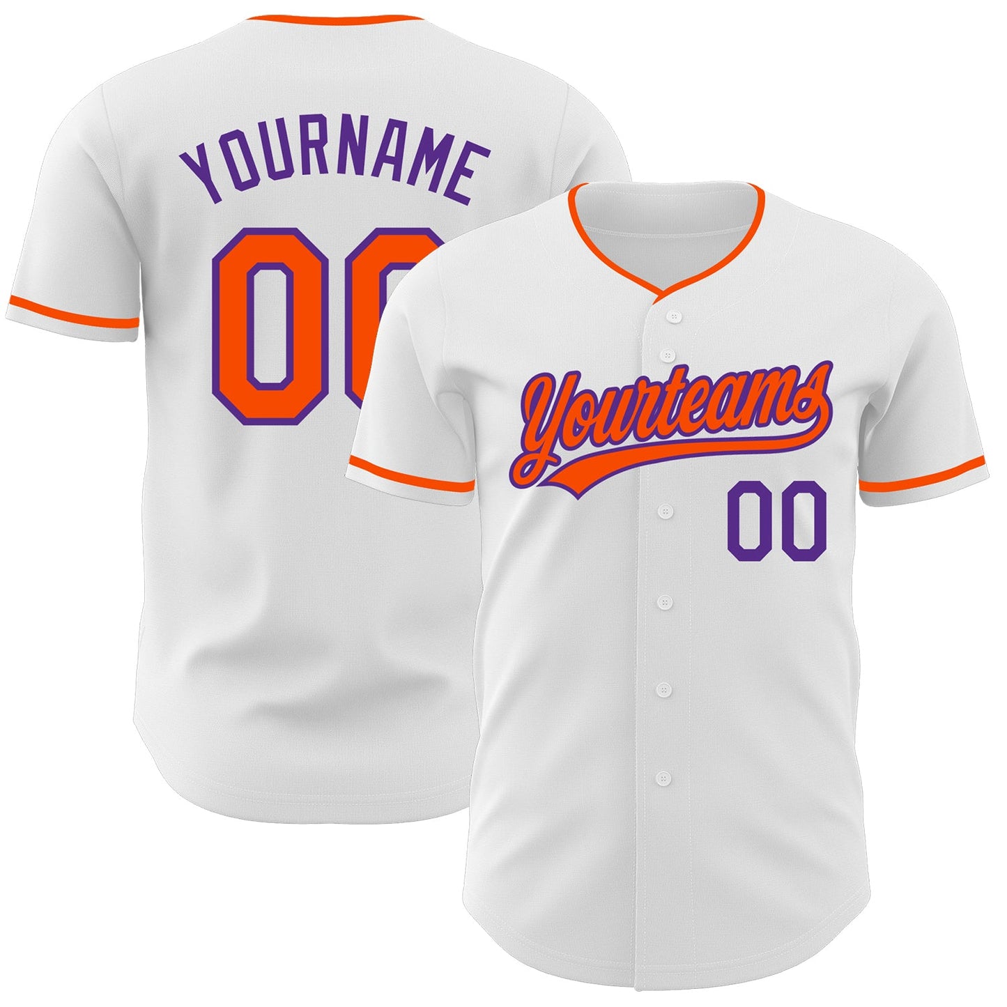 Custom White Orange-Purple Authentic Baseball Jersey