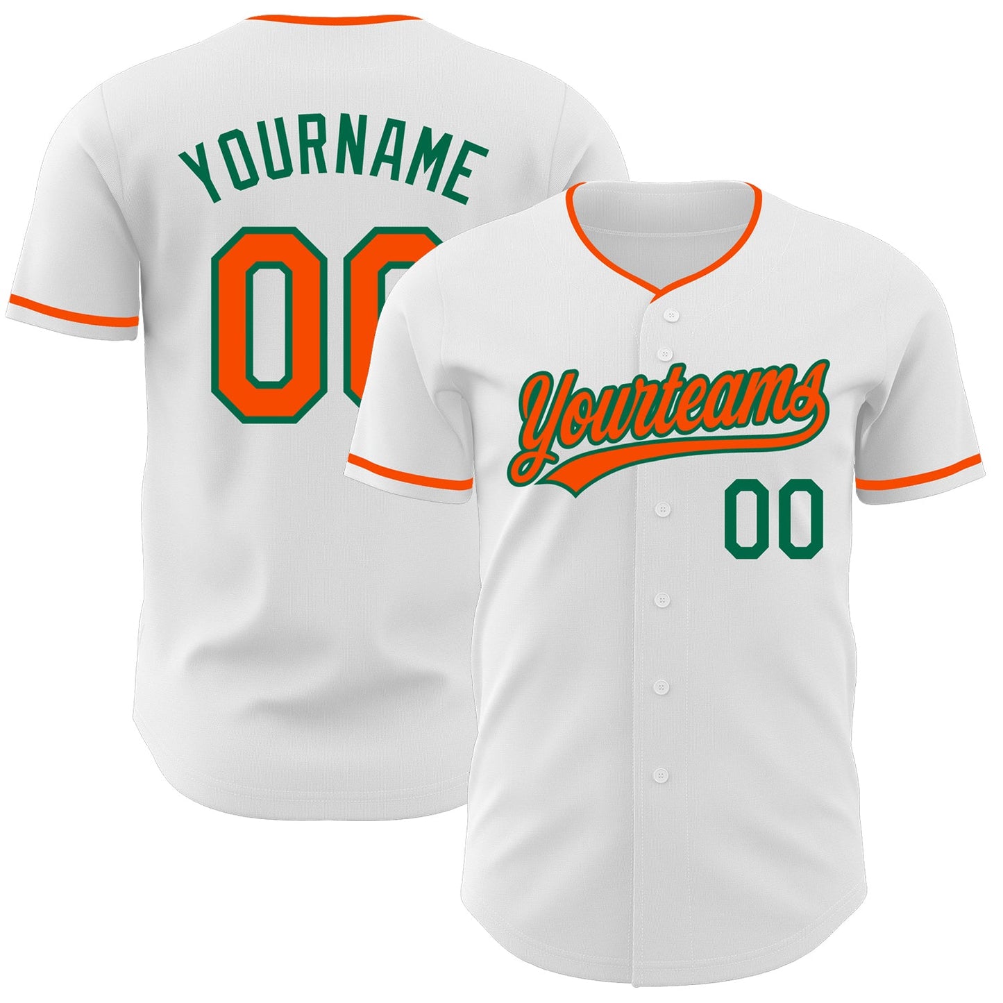 Custom White Orange-Kelly Green Authentic Baseball Jersey