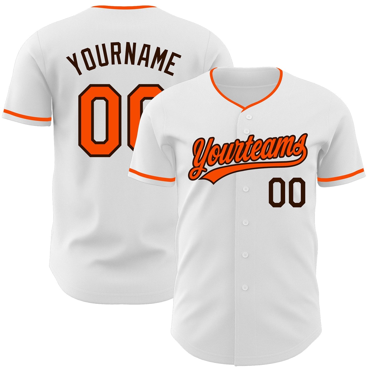 Custom White Orange-Brown Authentic Baseball Jersey