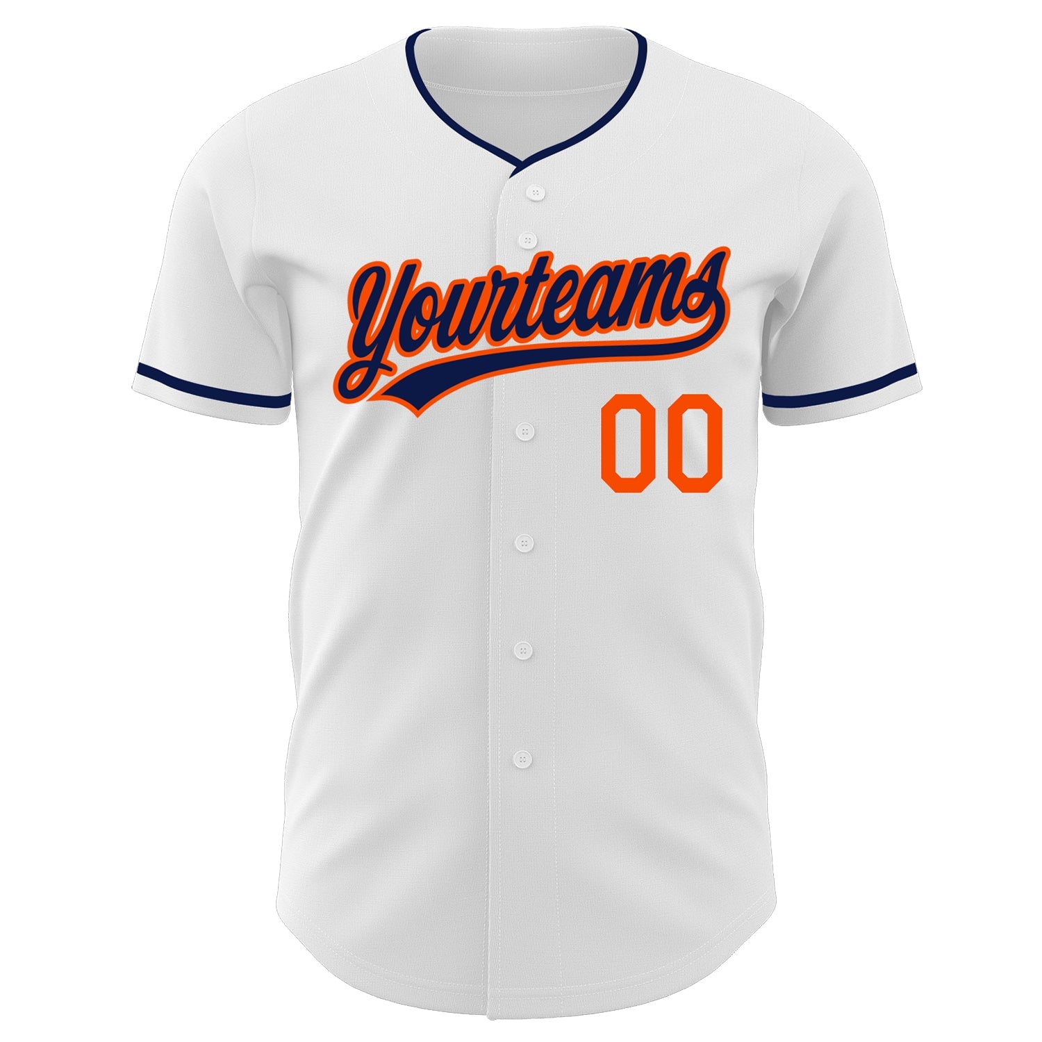 Custom White Navy-Orange Authentic Baseball Jersey