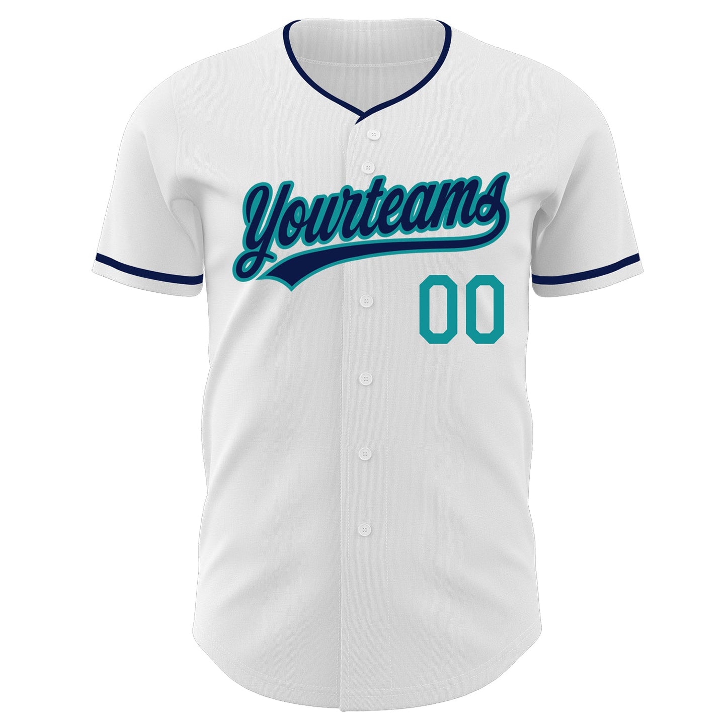 Custom White Navy-Teal Authentic Baseball Jersey