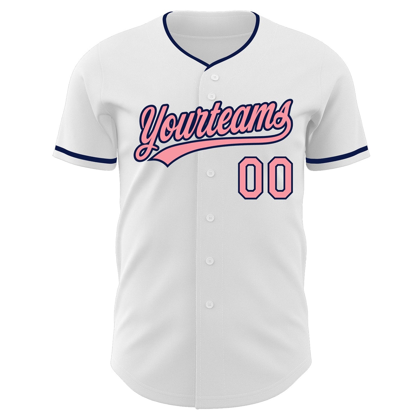 Custom White Medium Pink-Navy Authentic Baseball Jersey