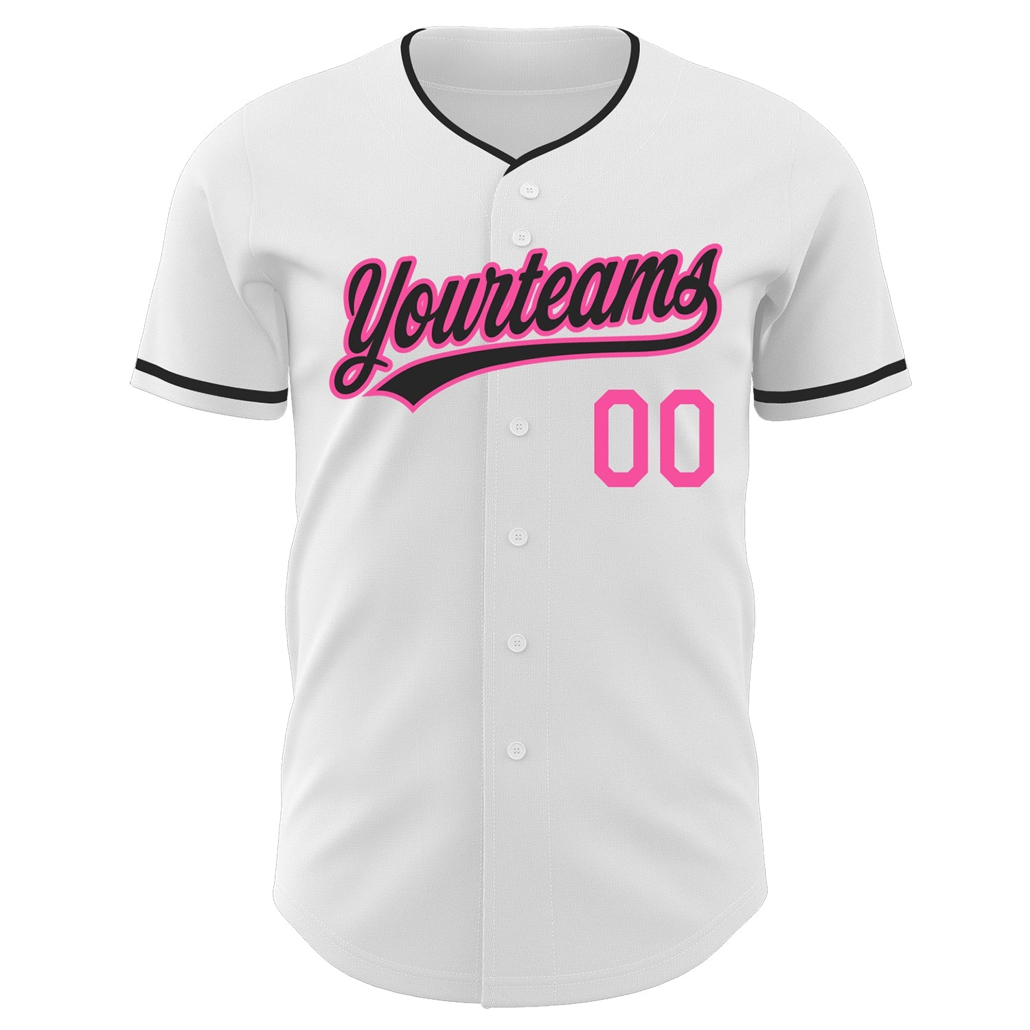 Custom White Black-Pink Authentic Baseball Jersey