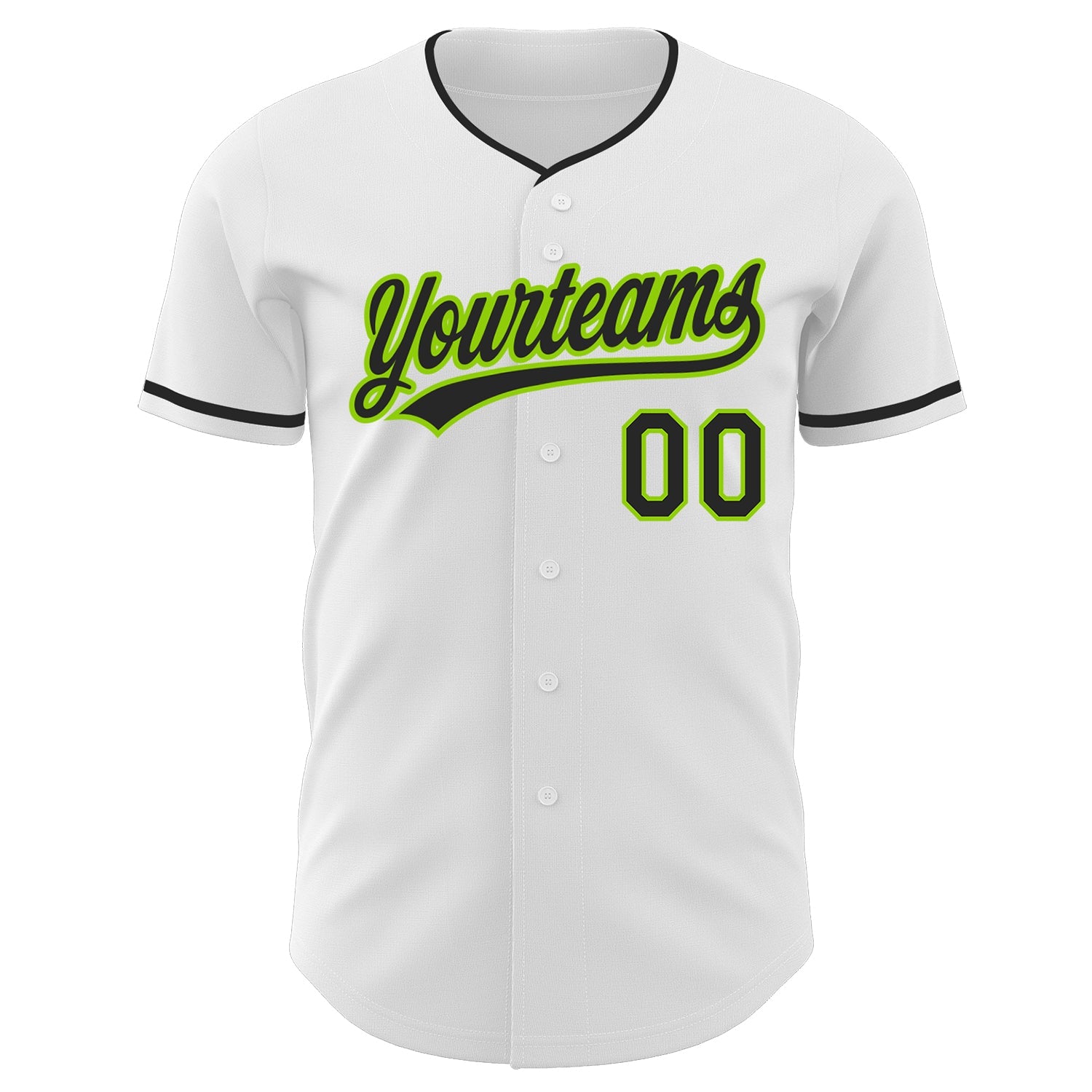 Custom White Black-Neon Green Authentic Baseball Jersey