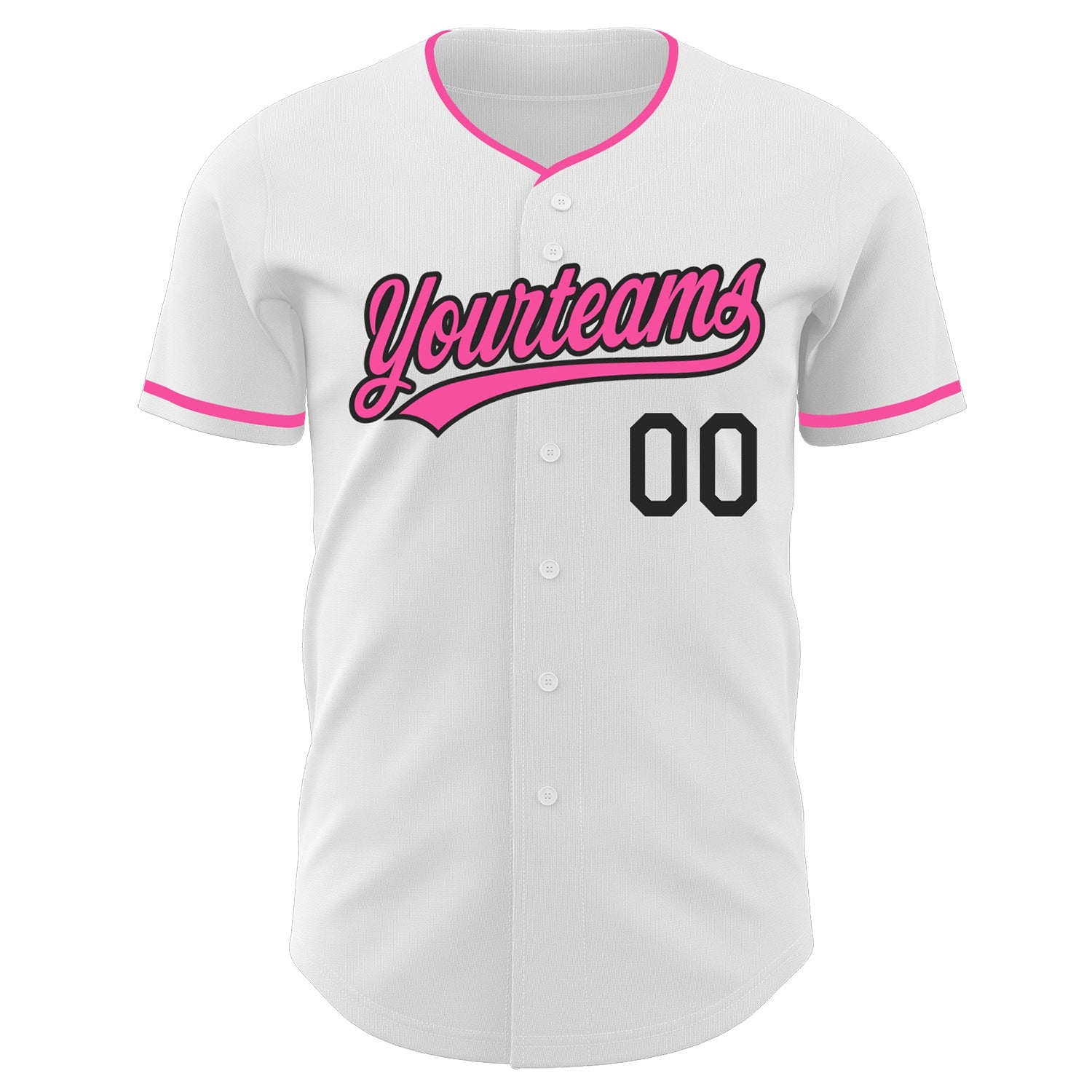 Custom White Pink-Black Authentic Baseball Jersey