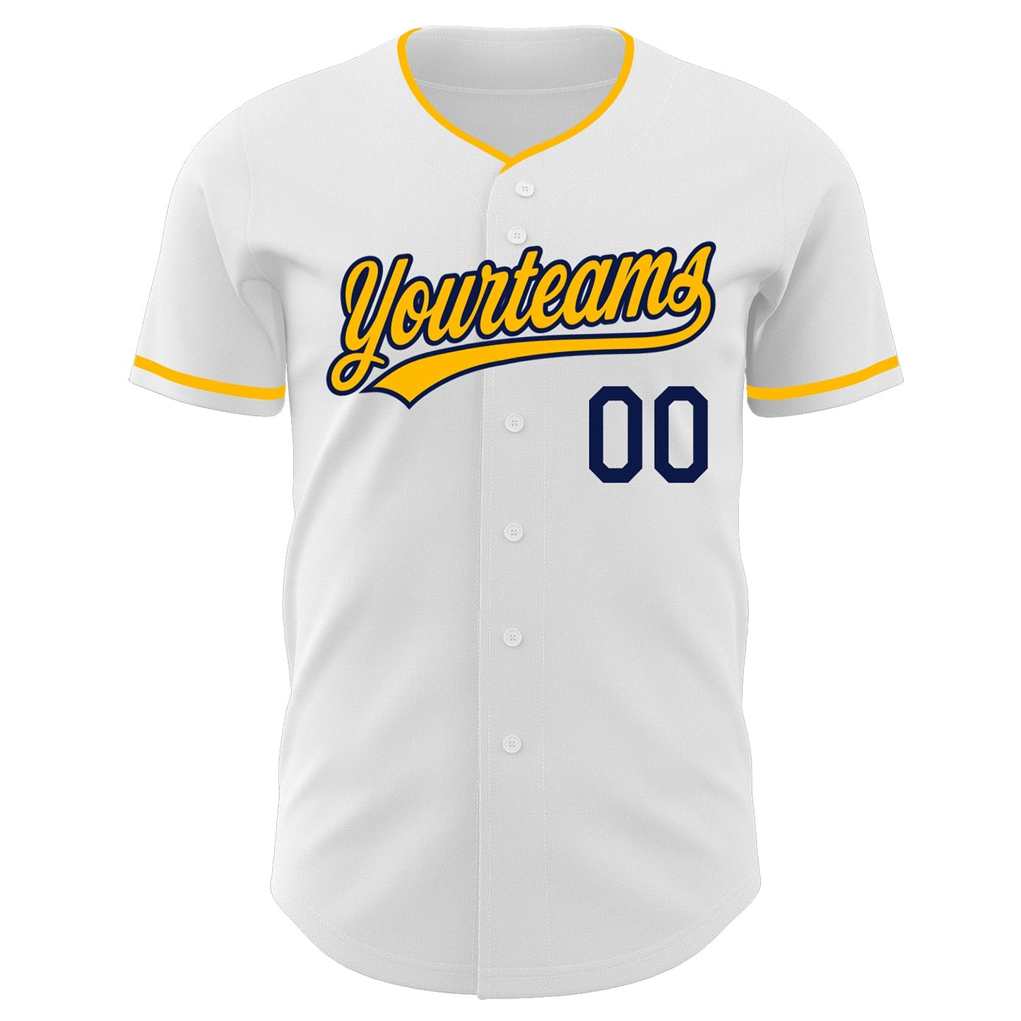 Custom White Gold-Navy Authentic Baseball Jersey