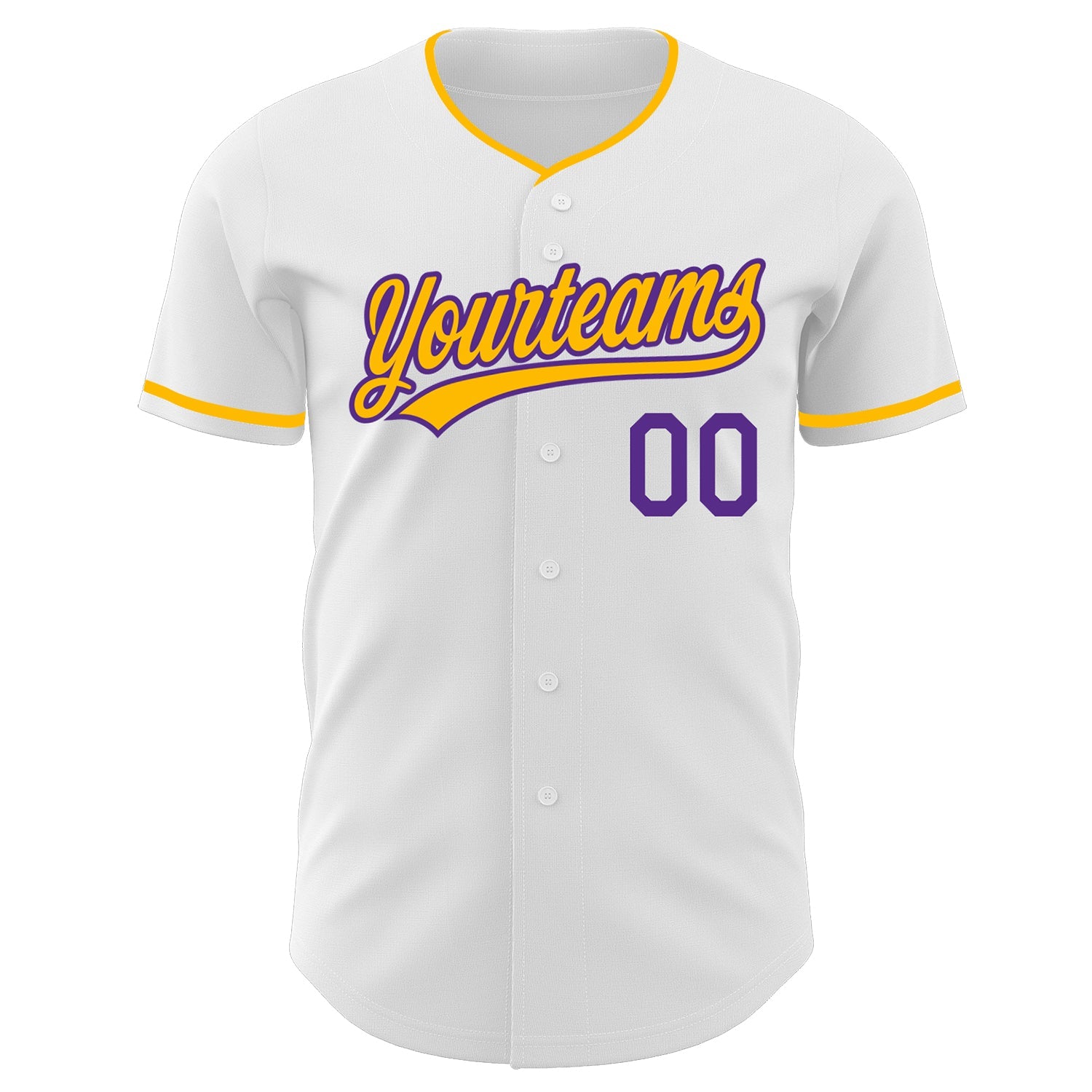 Custom White Gold-Purple Authentic Baseball Jersey