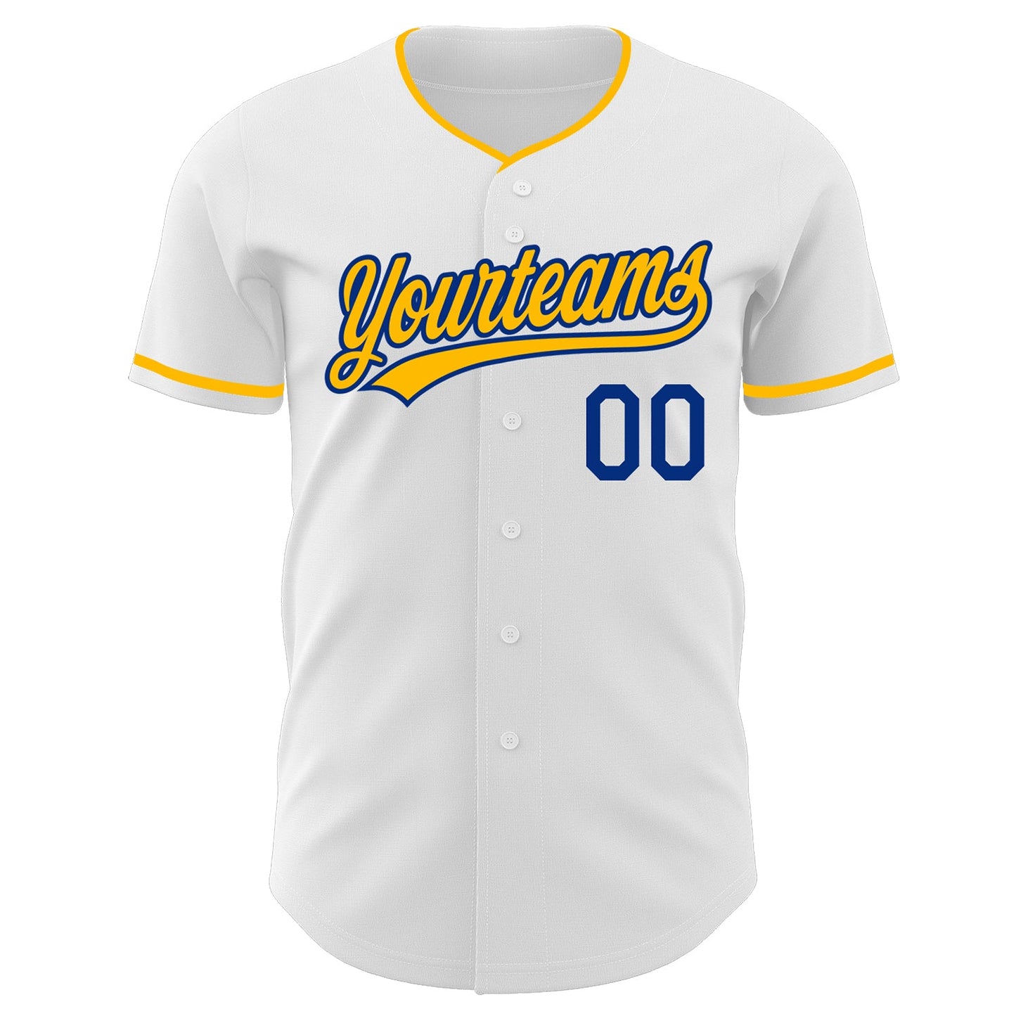 Custom White Gold-Royal Authentic Baseball Jersey