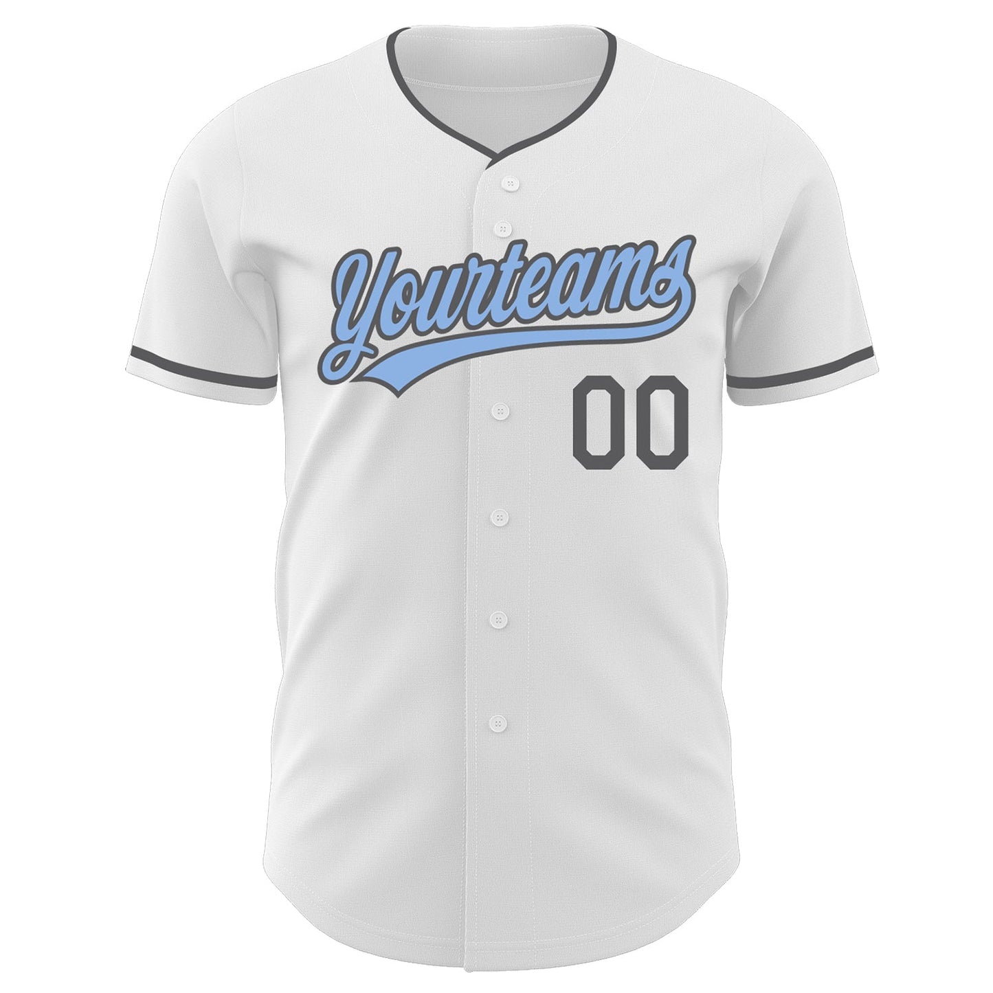 Custom White Light Blue-Steel Gray Authentic Baseball Jersey
