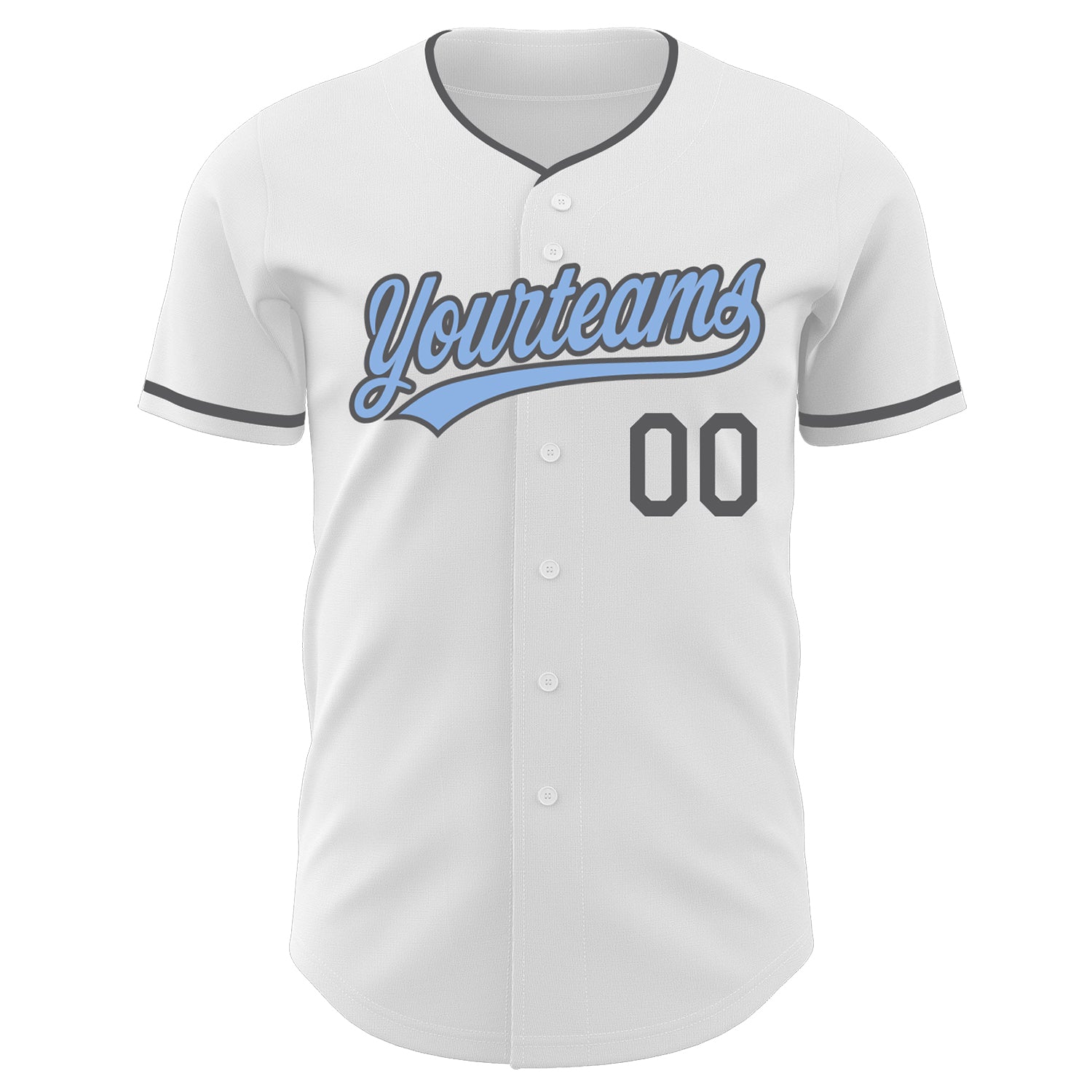 Custom White Light Blue-Steel Gray Authentic Baseball Jersey