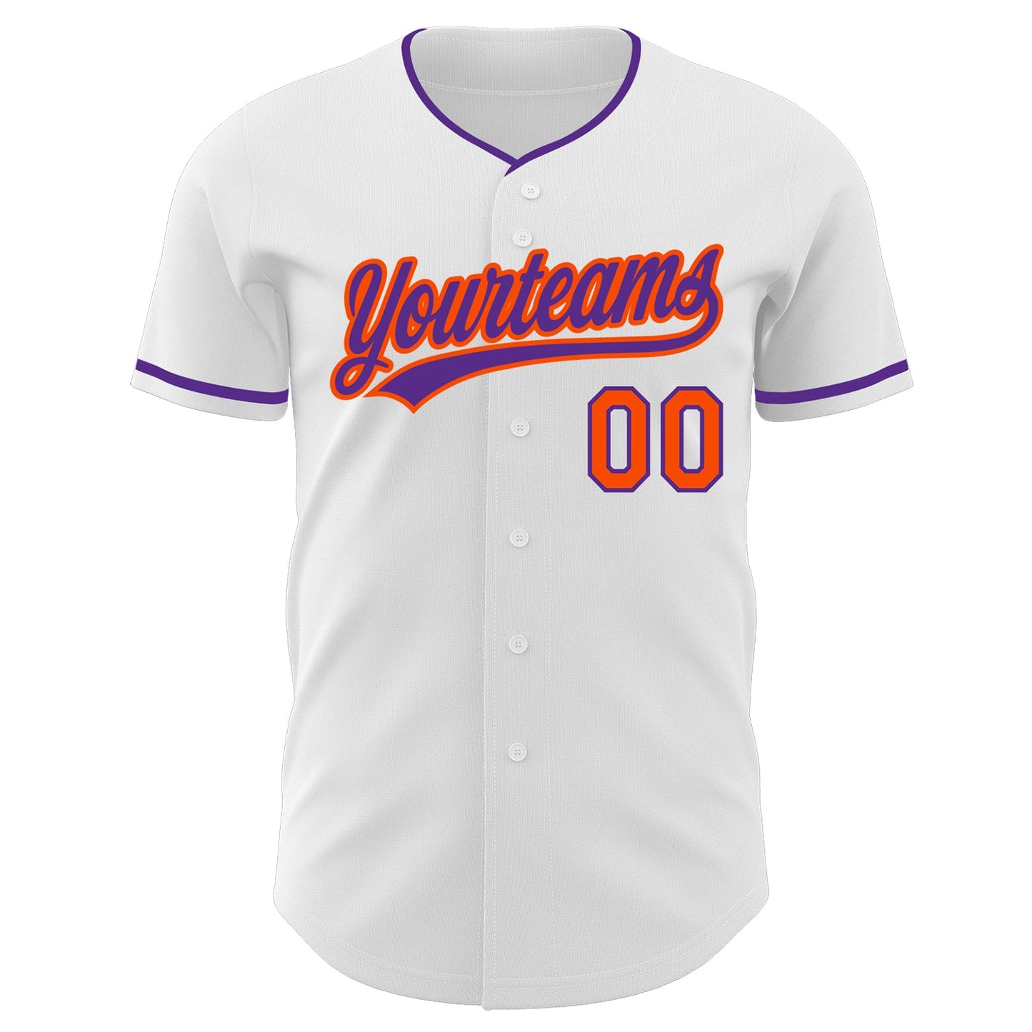 Custom White Purple-Orange Authentic Baseball Jersey