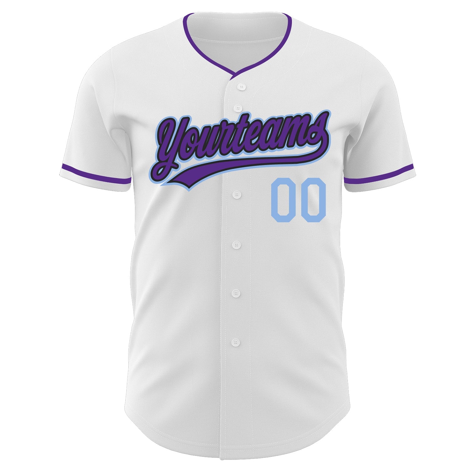 Custom White Purple Black-Light Blue Authentic Baseball Jersey