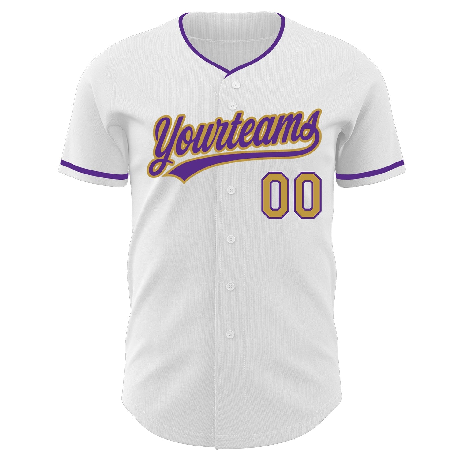 Custom White Purple-Old Gold Authentic Baseball Jersey