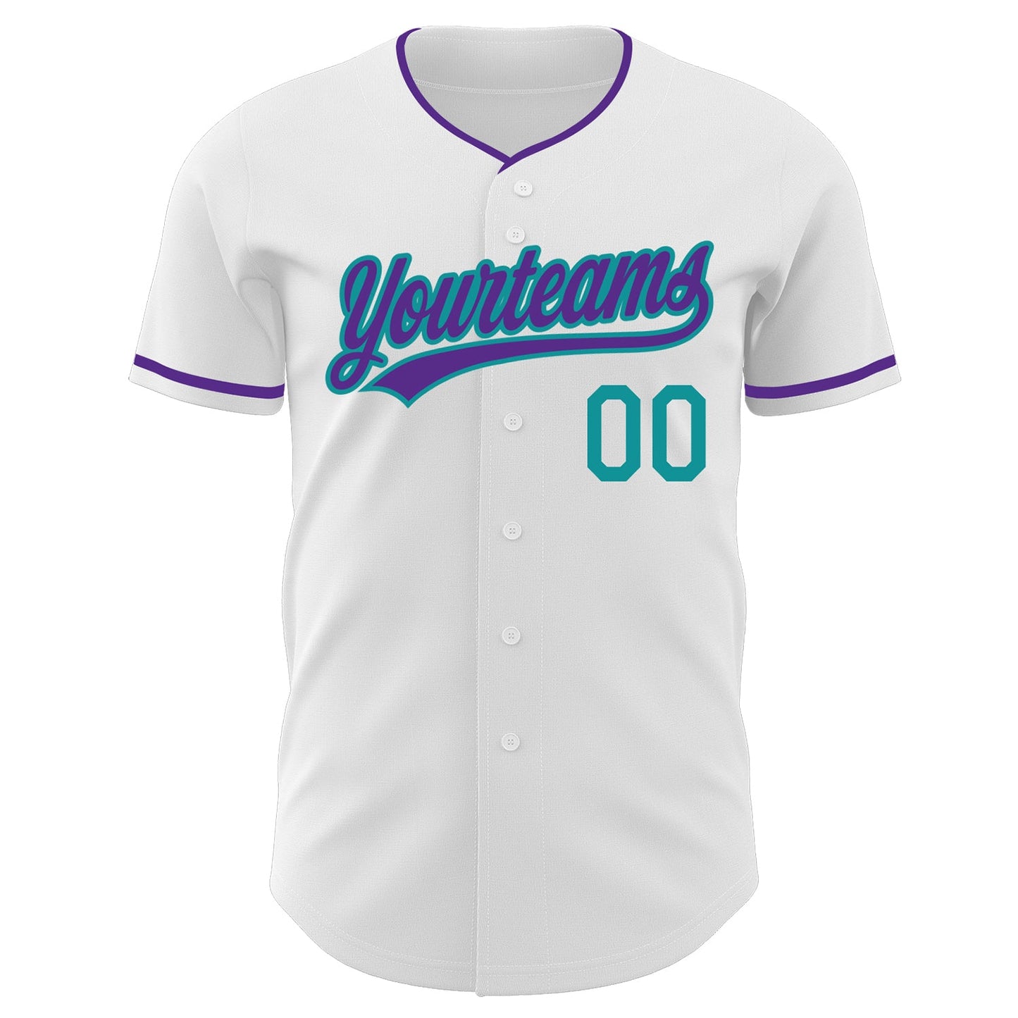 Custom White Purple-Teal Authentic Baseball Jersey