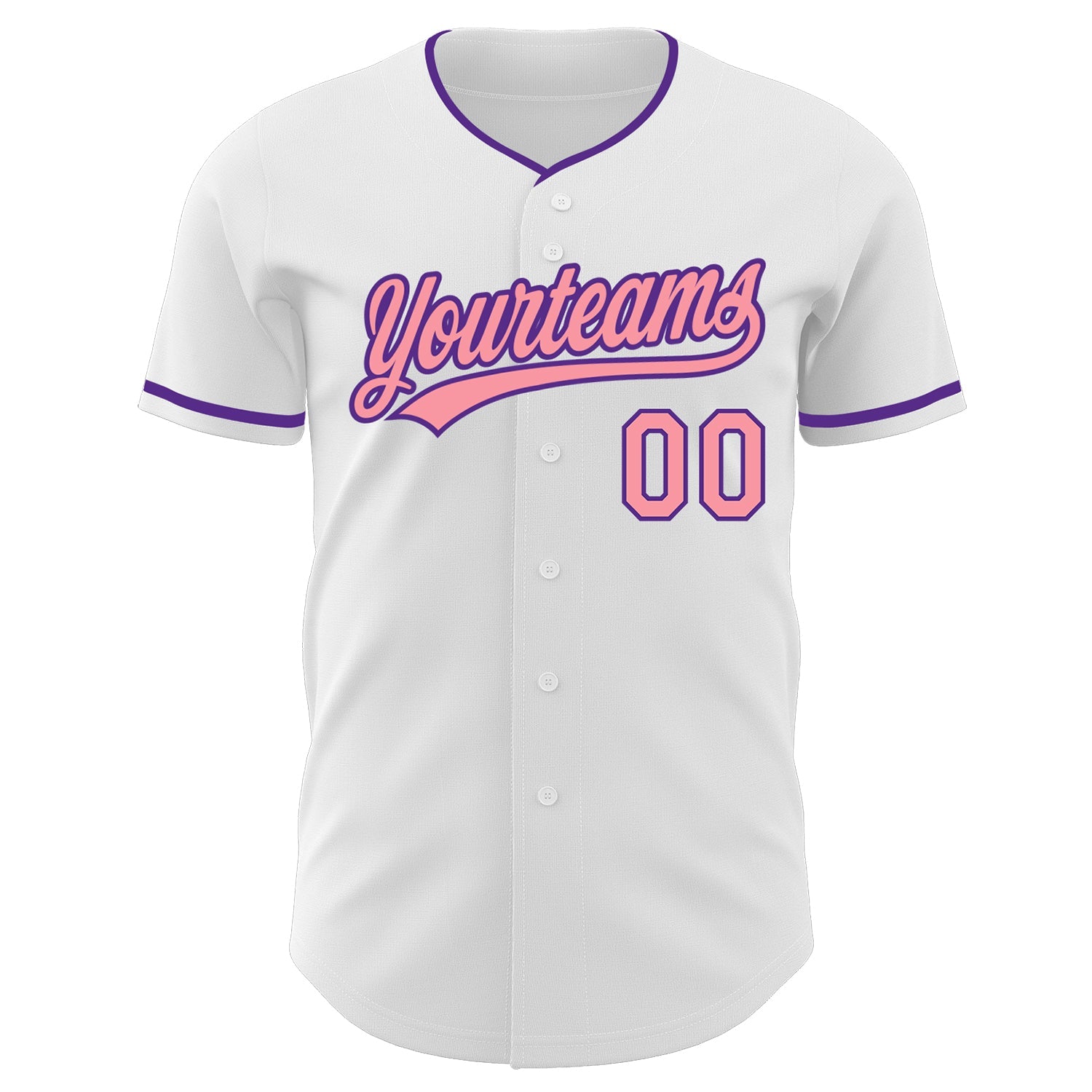 Custom White Medium Pink-Purple Authentic Baseball Jersey