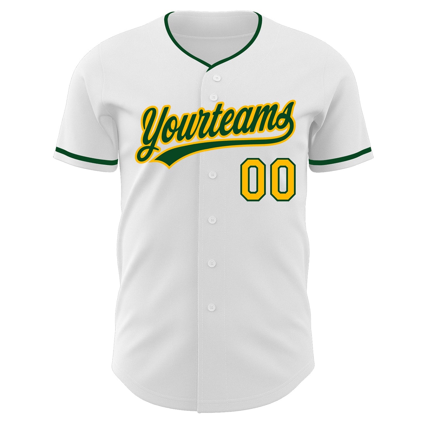 Custom White Green-Gold Authentic Baseball Jersey