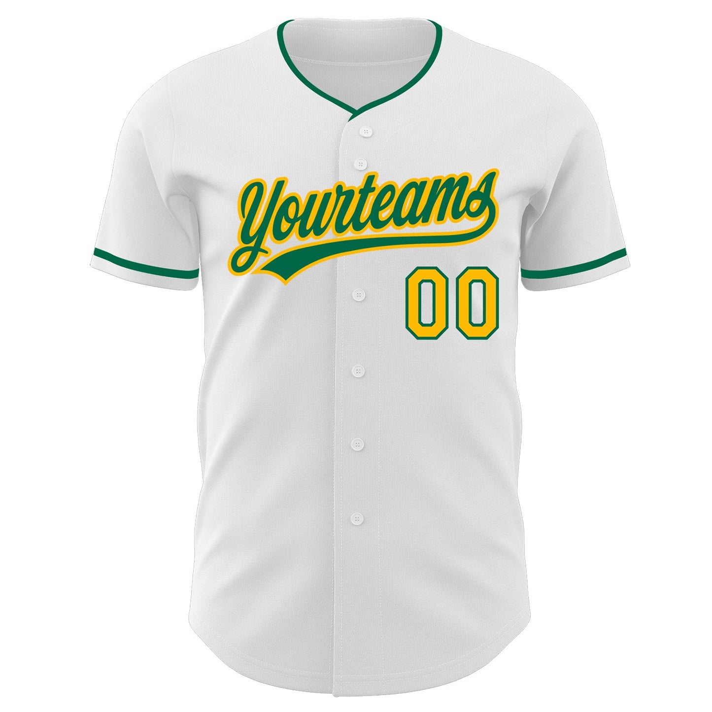 Custom White Kelly Green-Gold Authentic Baseball Jersey