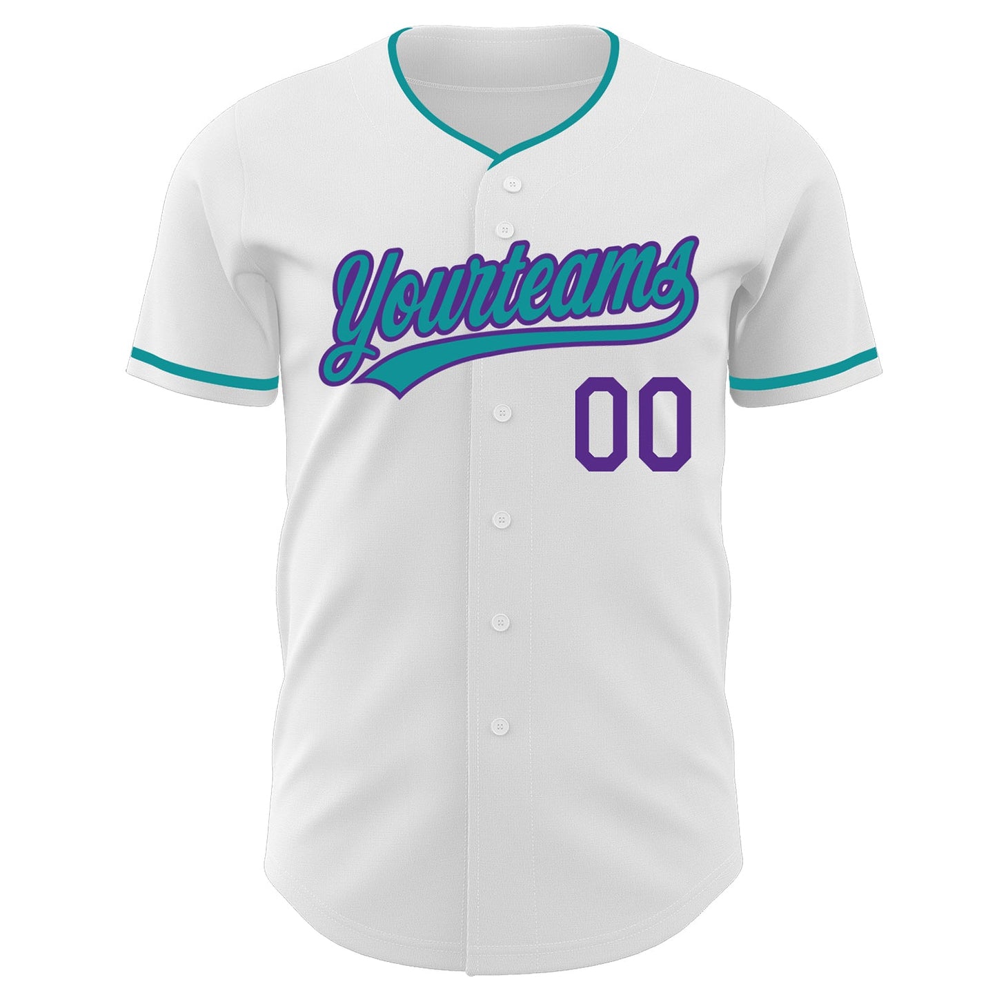 Custom White Teal-Purple Authentic Baseball Jersey
