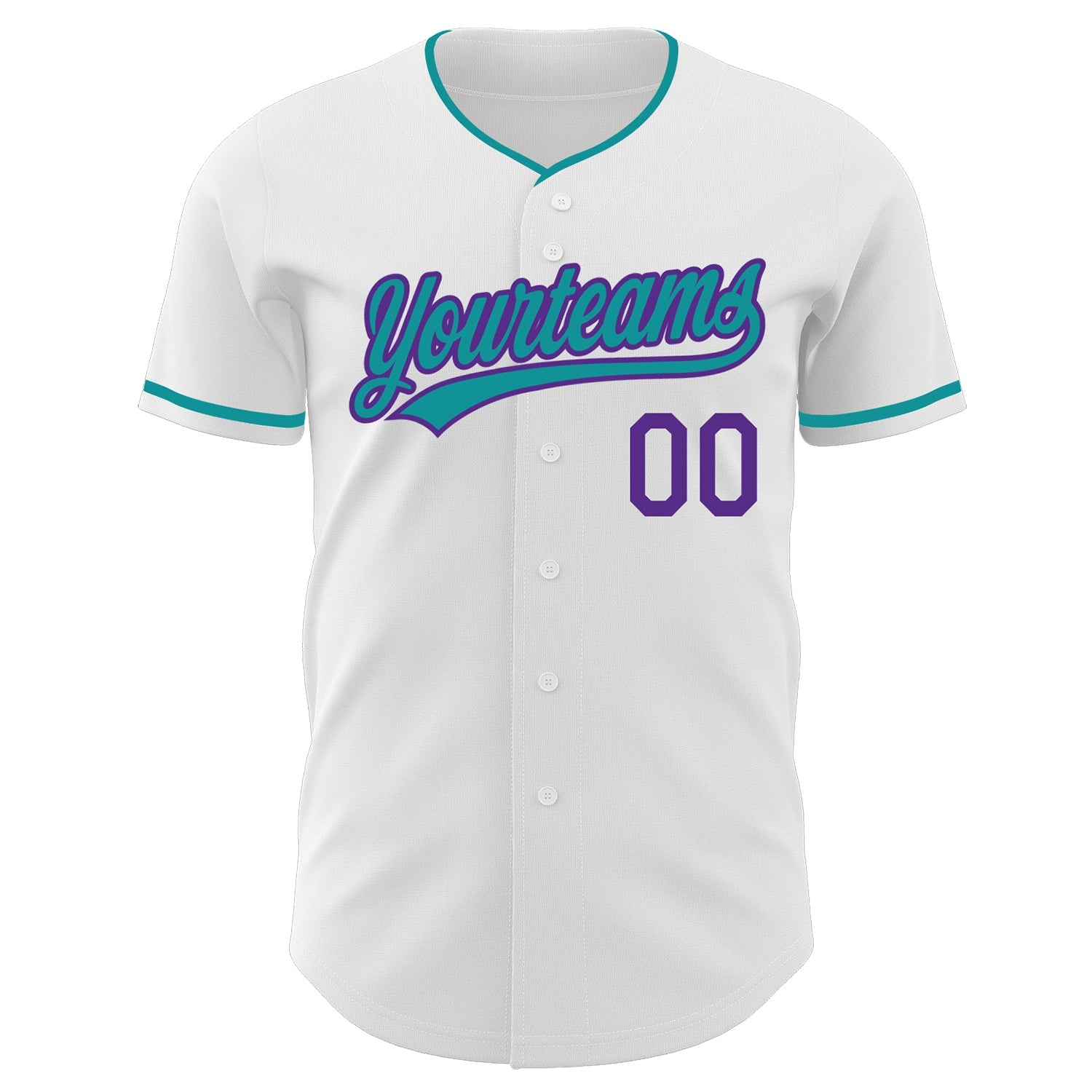 Custom White Teal-Purple Authentic Baseball Jersey