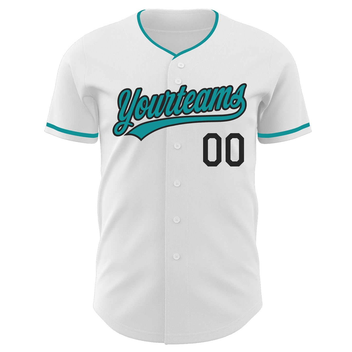 Custom White Teal-Black Authentic Baseball Jersey