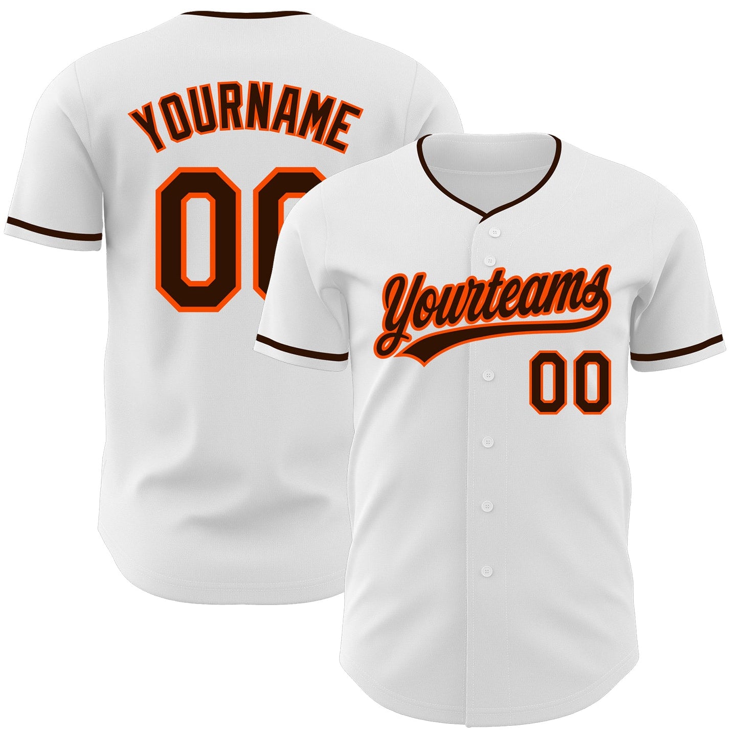 Custom White Brown-Orange Authentic Baseball Jersey