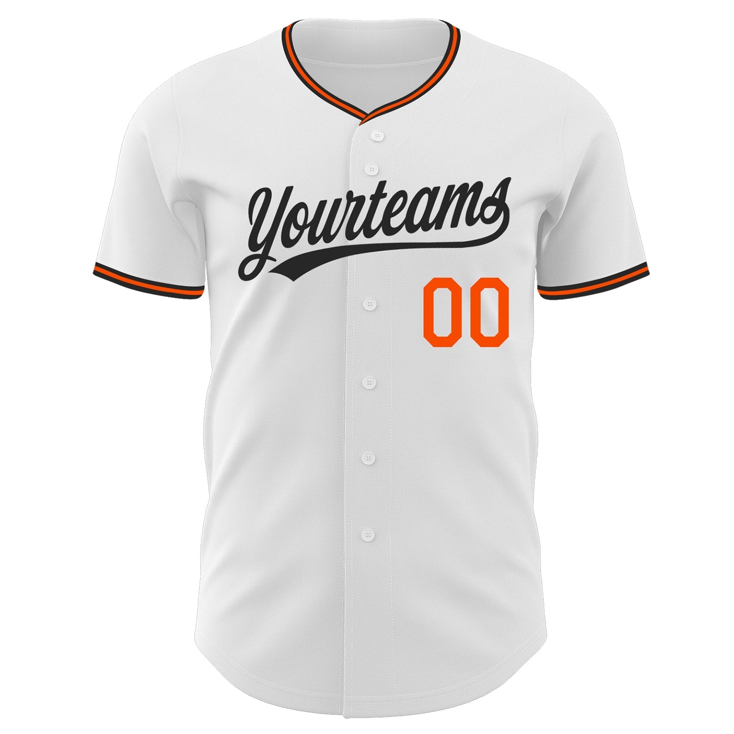 Custom White Black-Orange Authentic Baseball Jersey