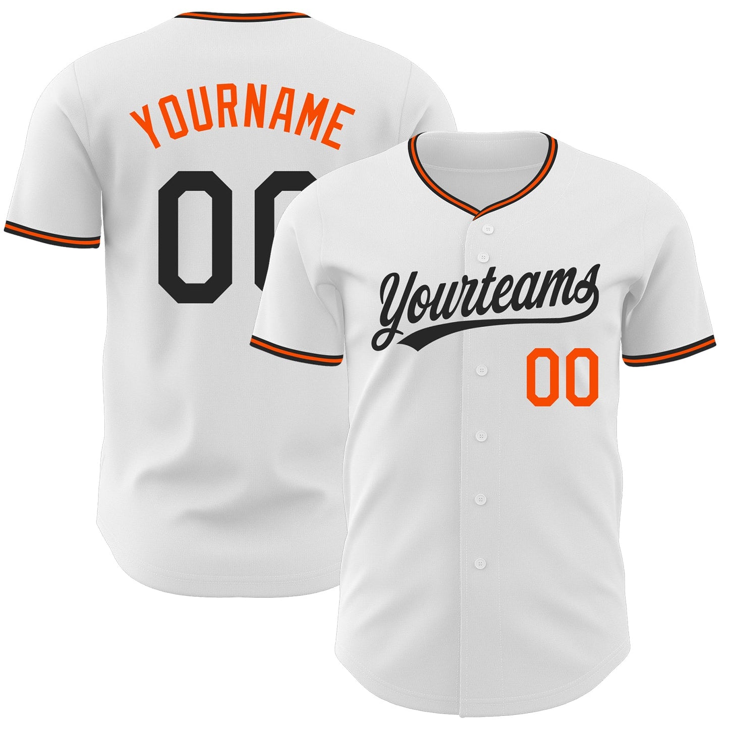 Custom White Black-Orange Authentic Baseball Jersey