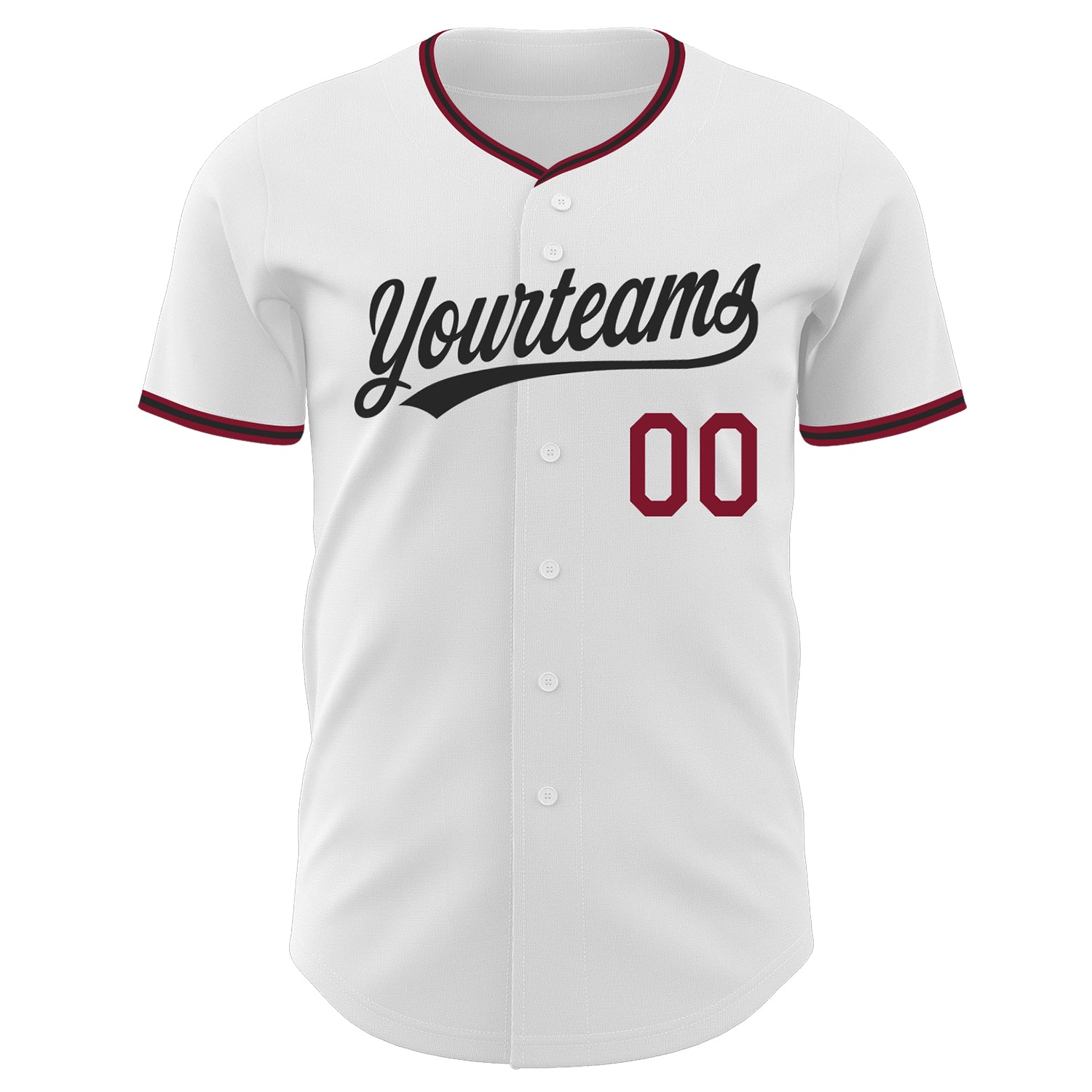 Custom White Black-Crimson Authentic Baseball Jersey