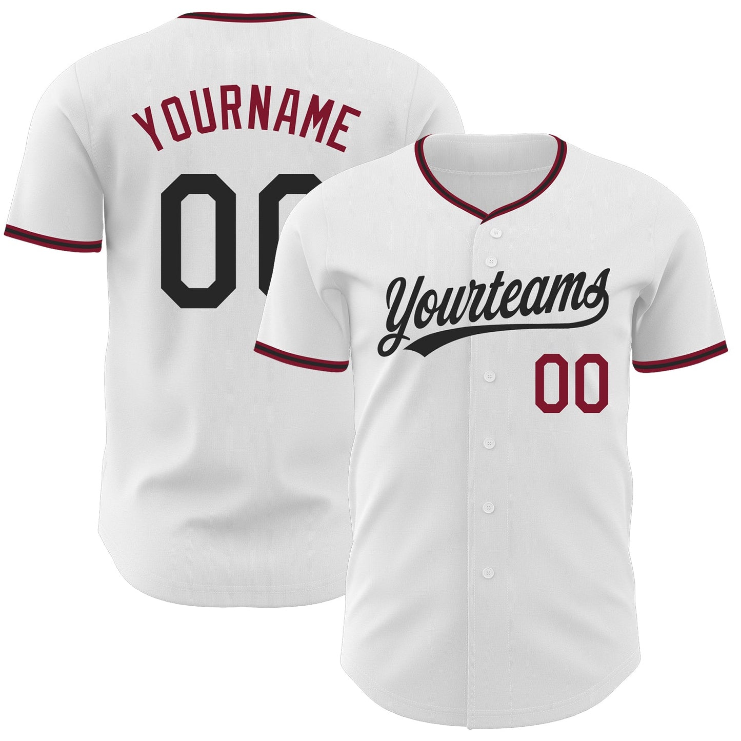 Custom White Black-Crimson Authentic Baseball Jersey