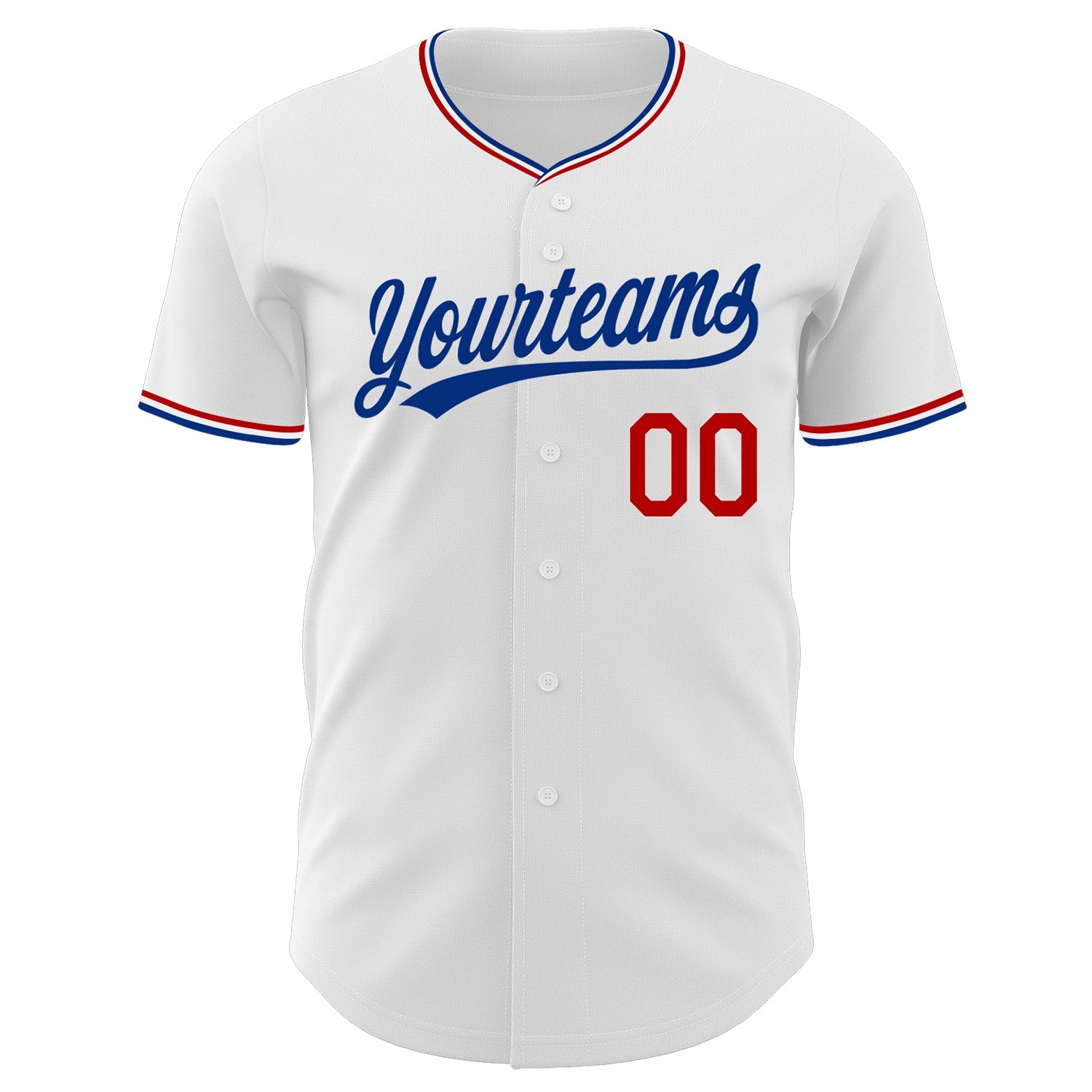 Custom White Royal-Red Authentic Baseball Jersey